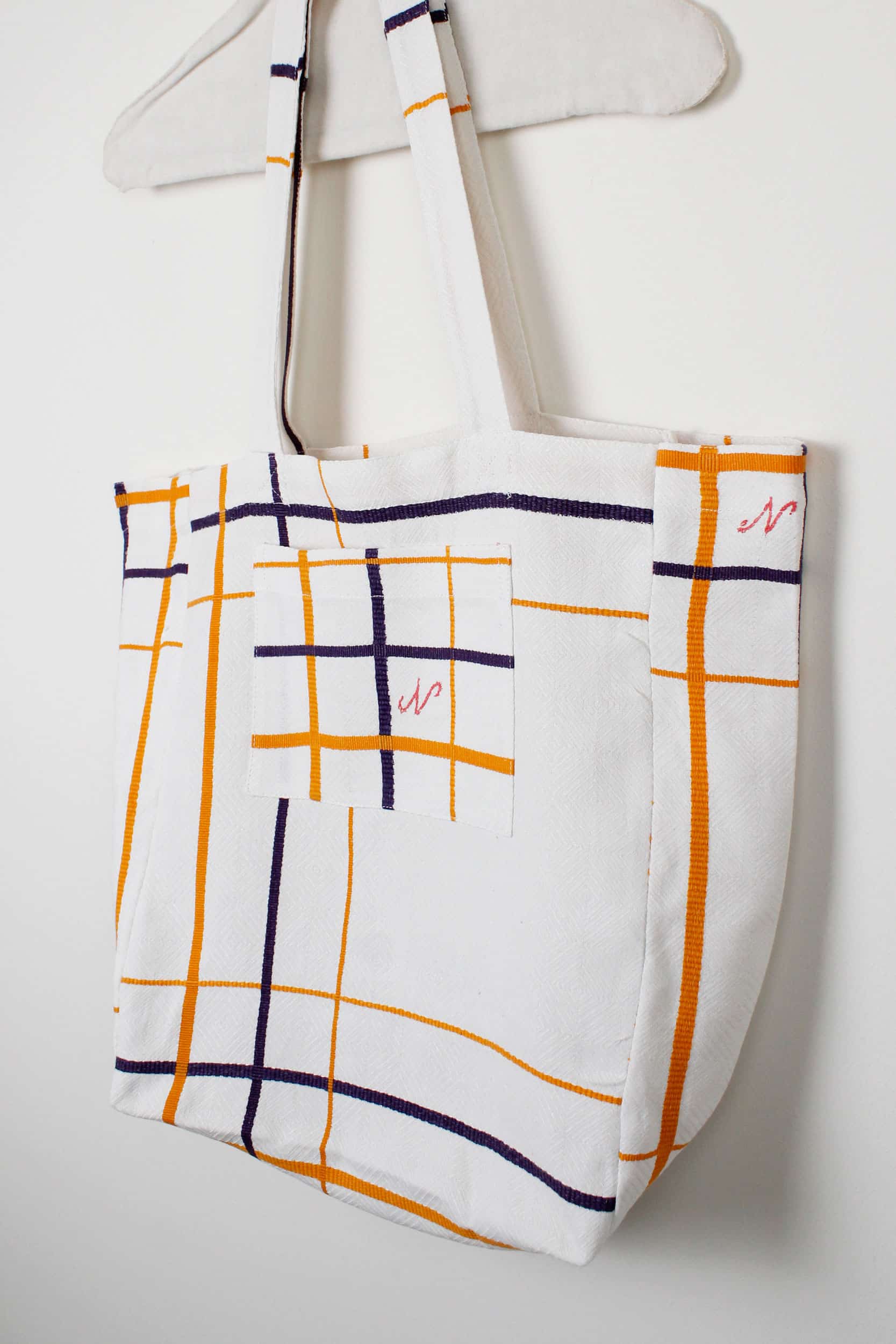 Blue & yellow stripes bag