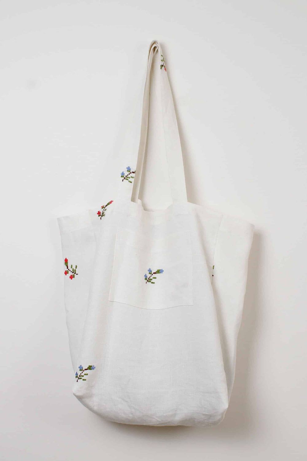Blue & red flowers bag