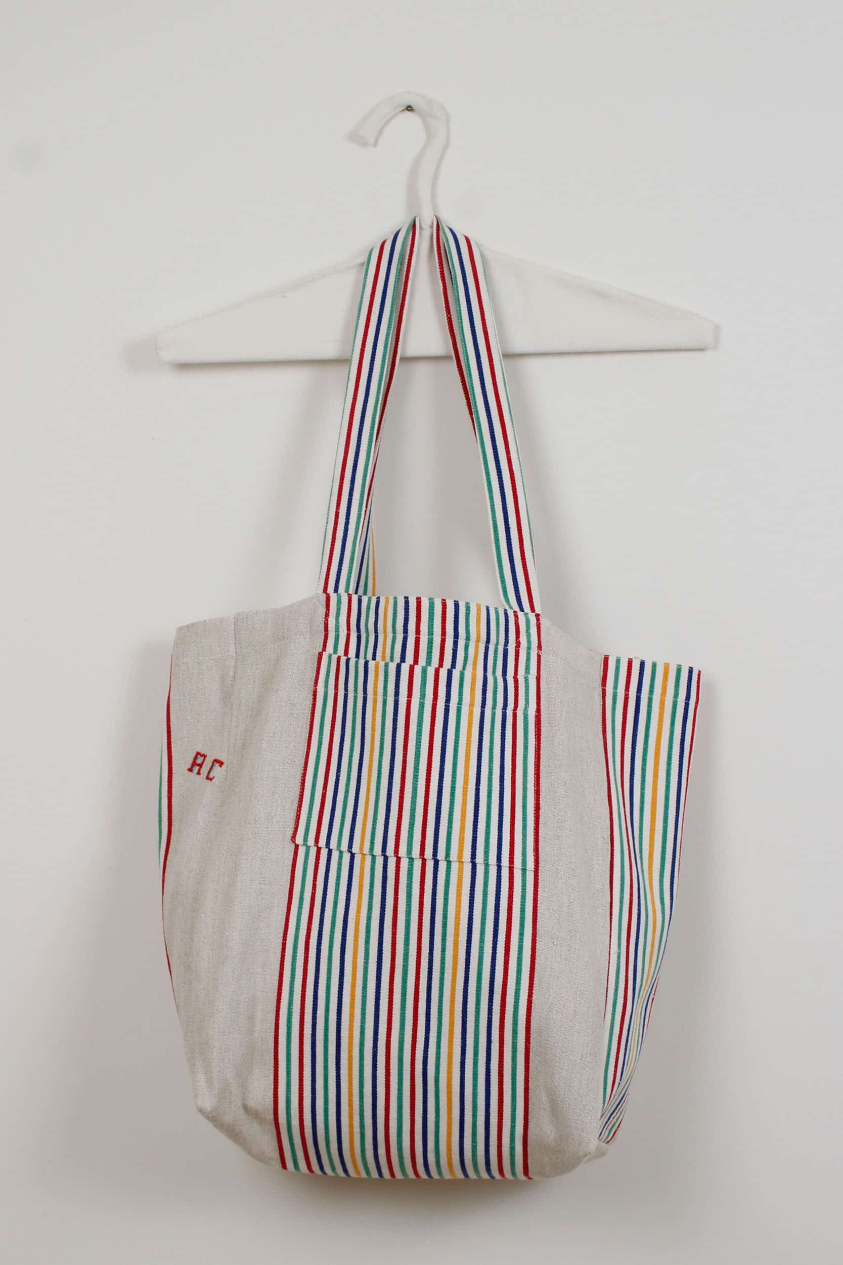 Colorful striped linen bag
