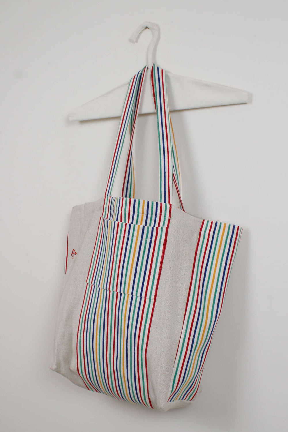 Colorful striped linen bag