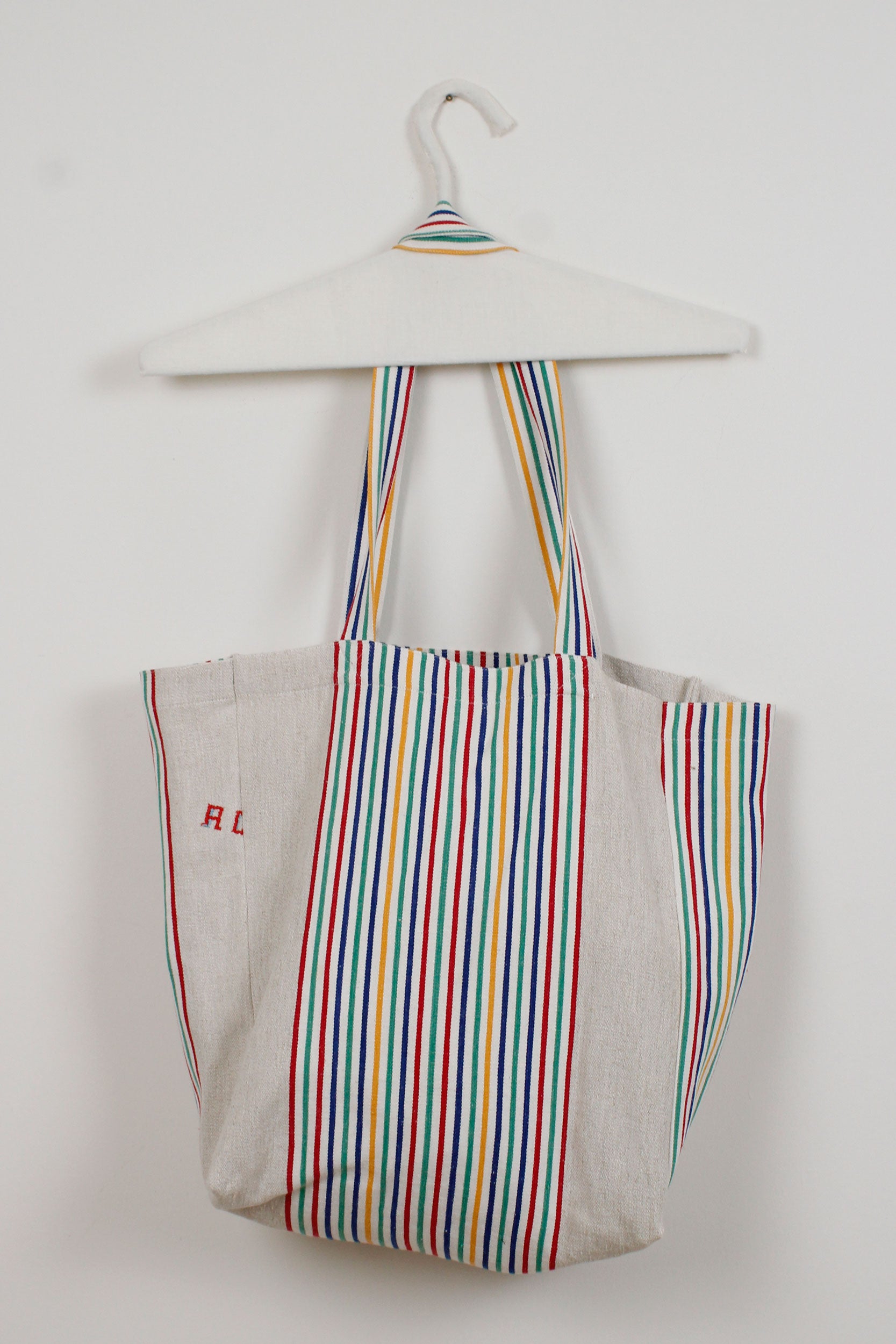 Colorful striped linen bag