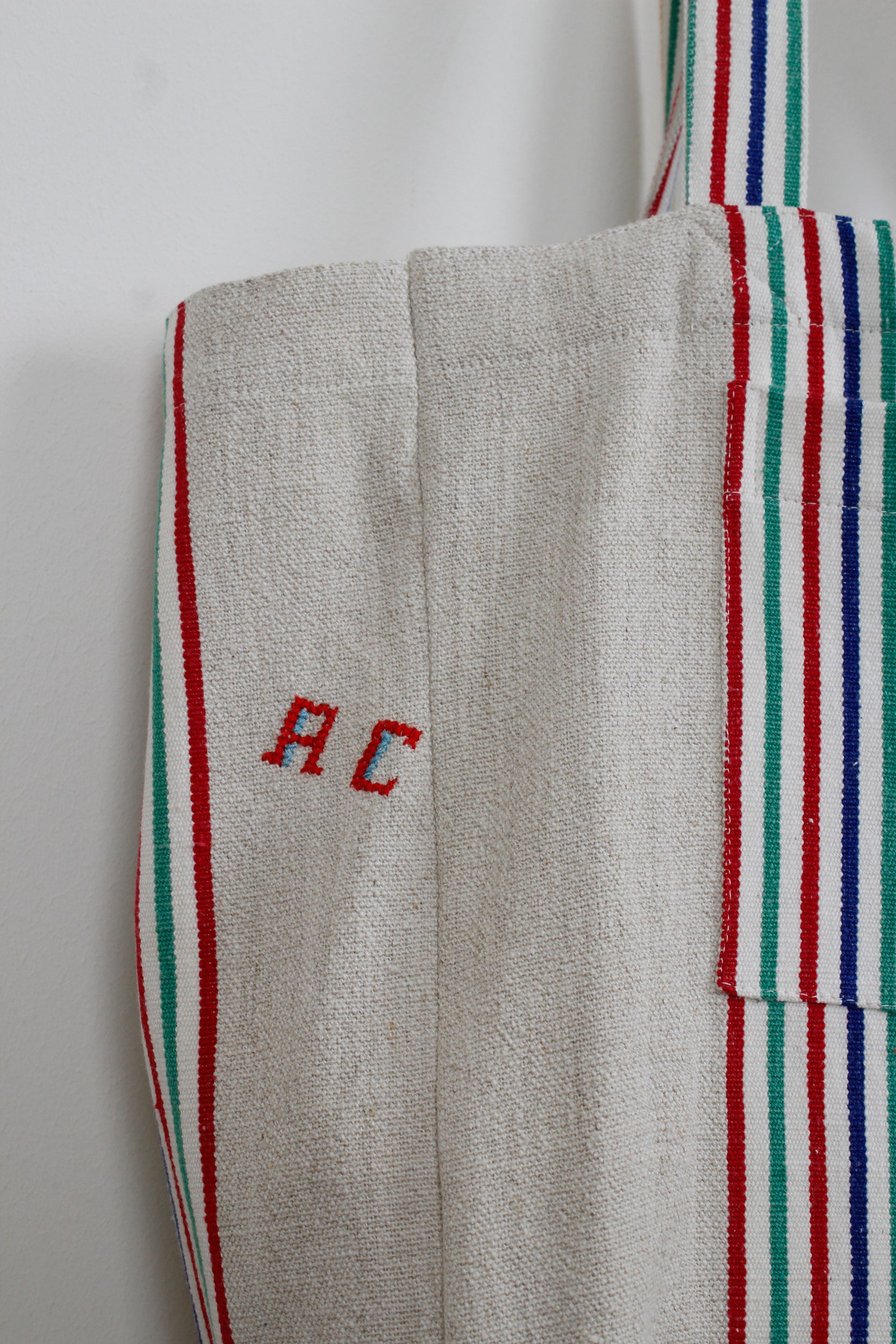 Colorful striped linen bag