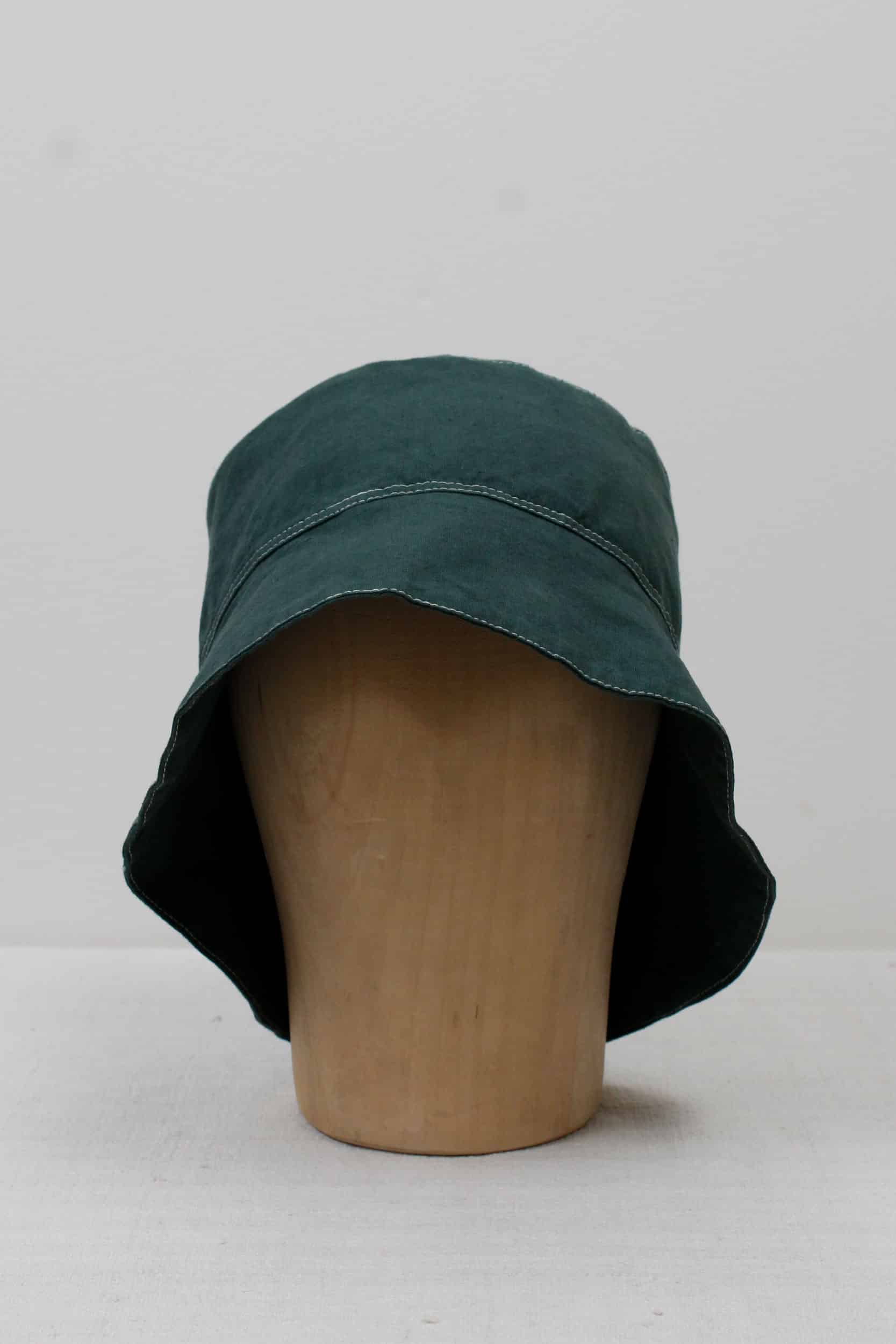 Green dyed wide-brimmed hat