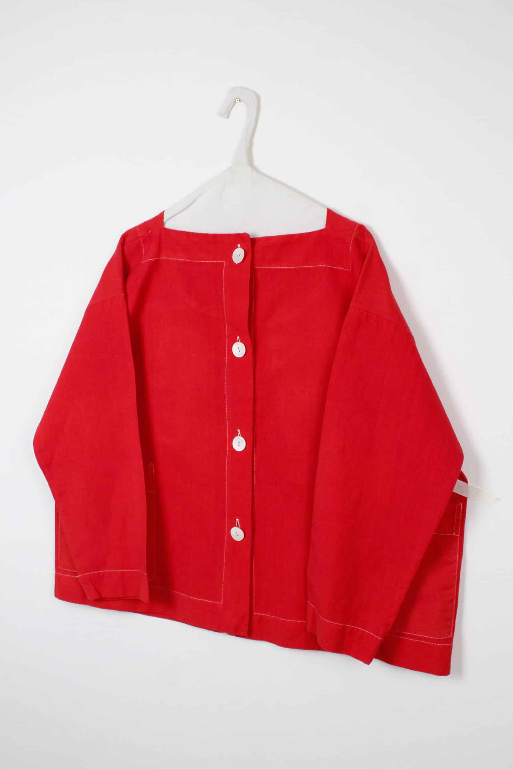 Red dyed boat neck shirt