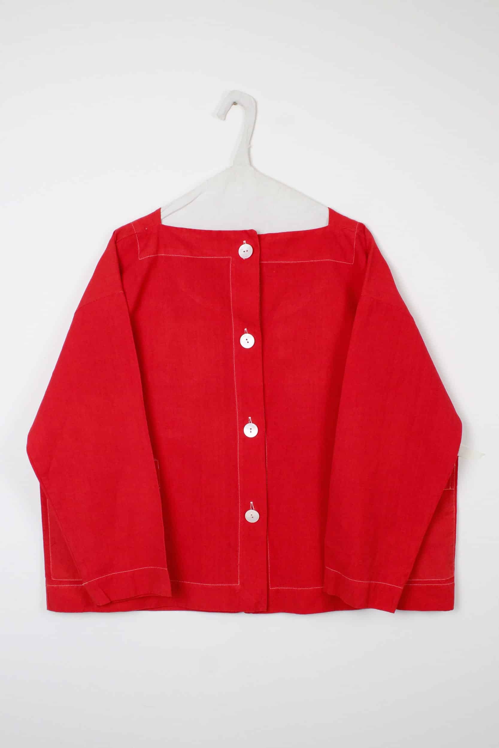 Red dyed boat neck shirt