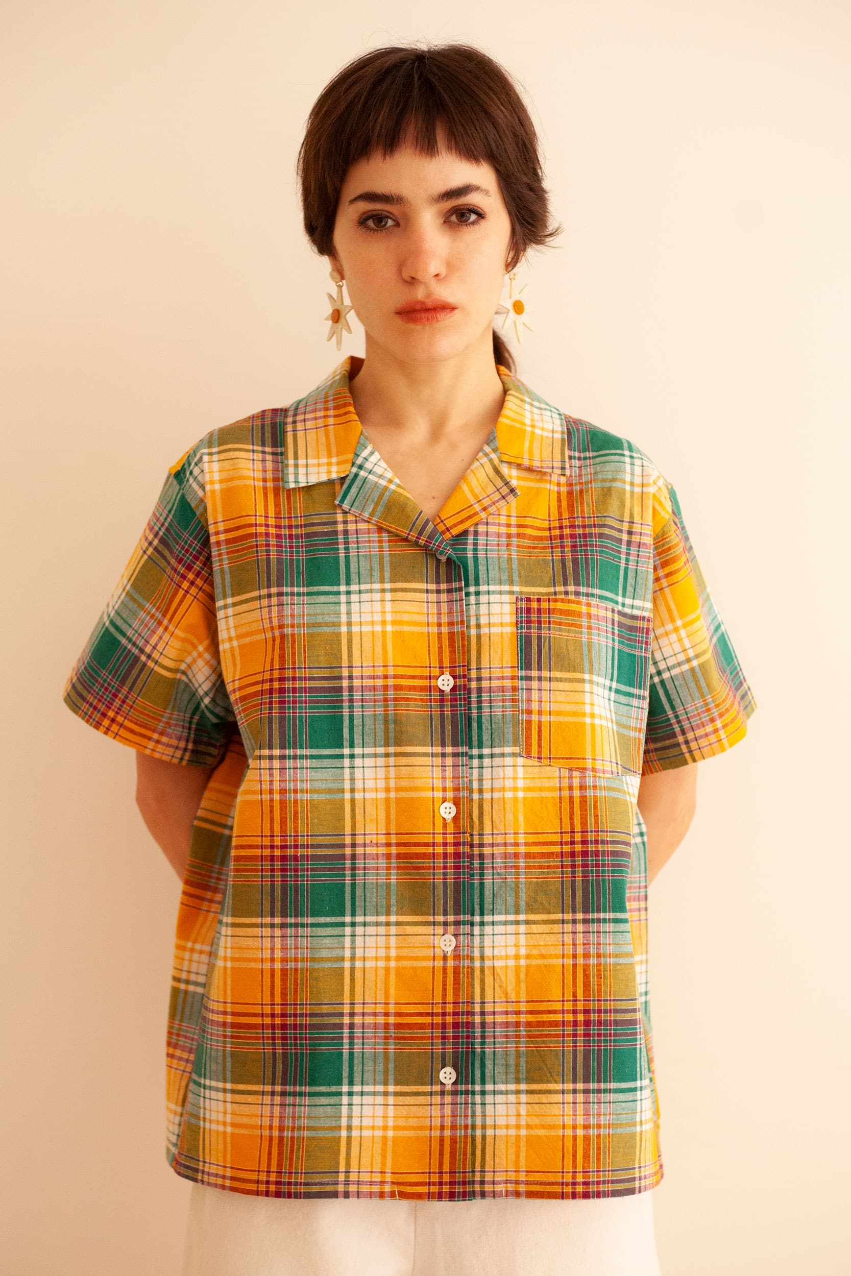 Yellow & green plaid shirt