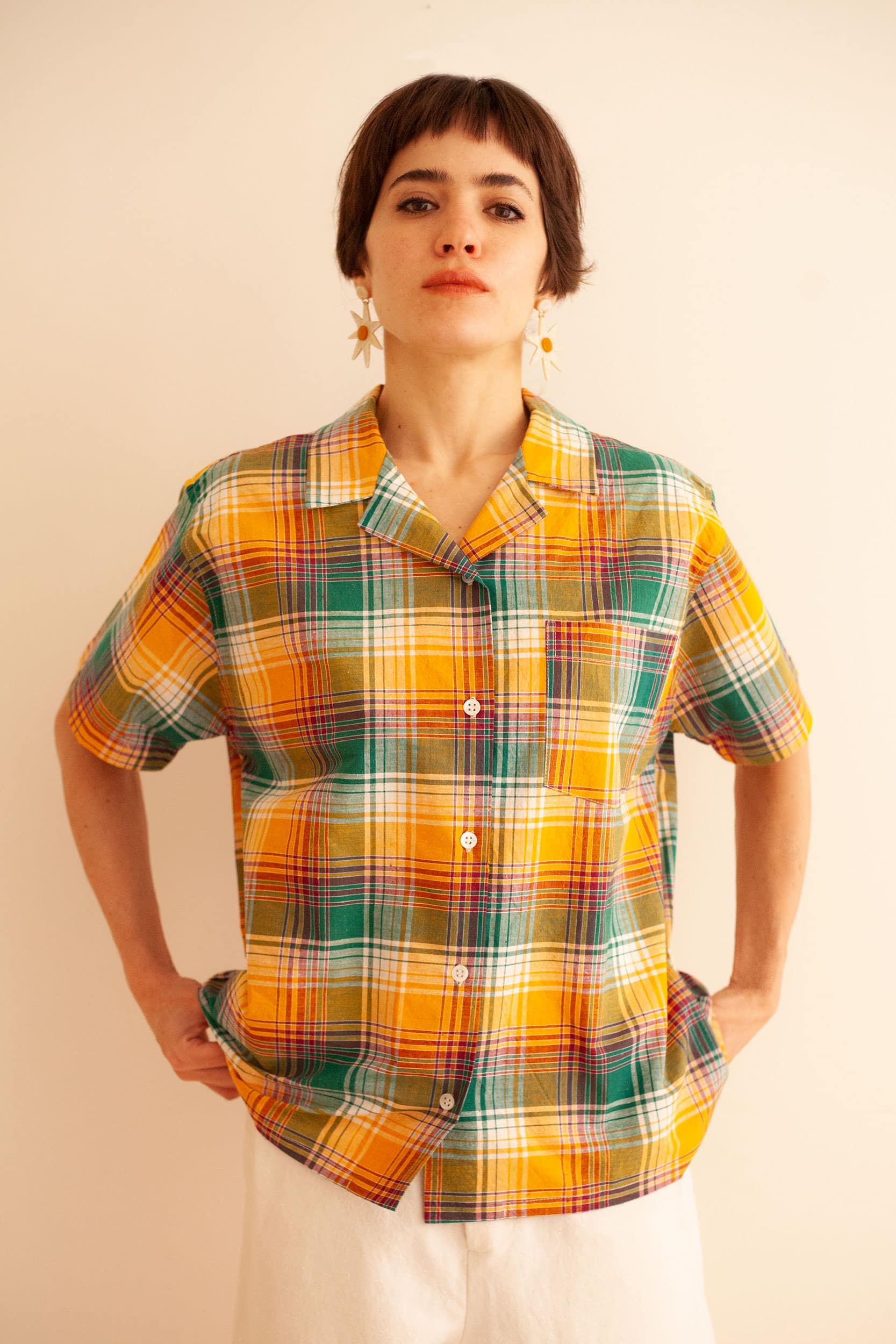 Yellow & green plaid shirt