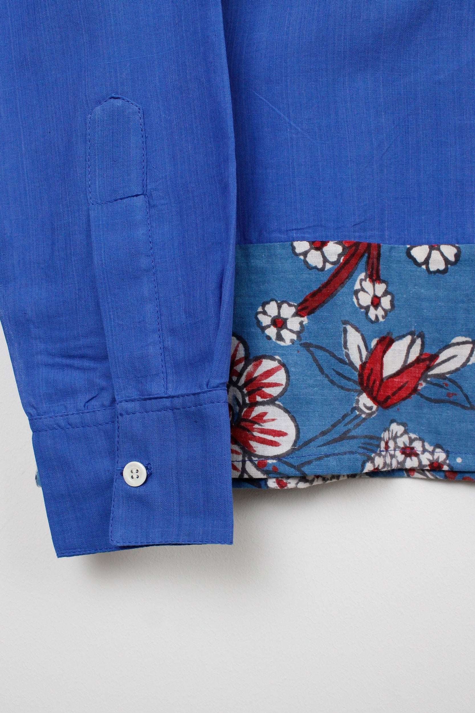Blue & flowers patchwork shirt