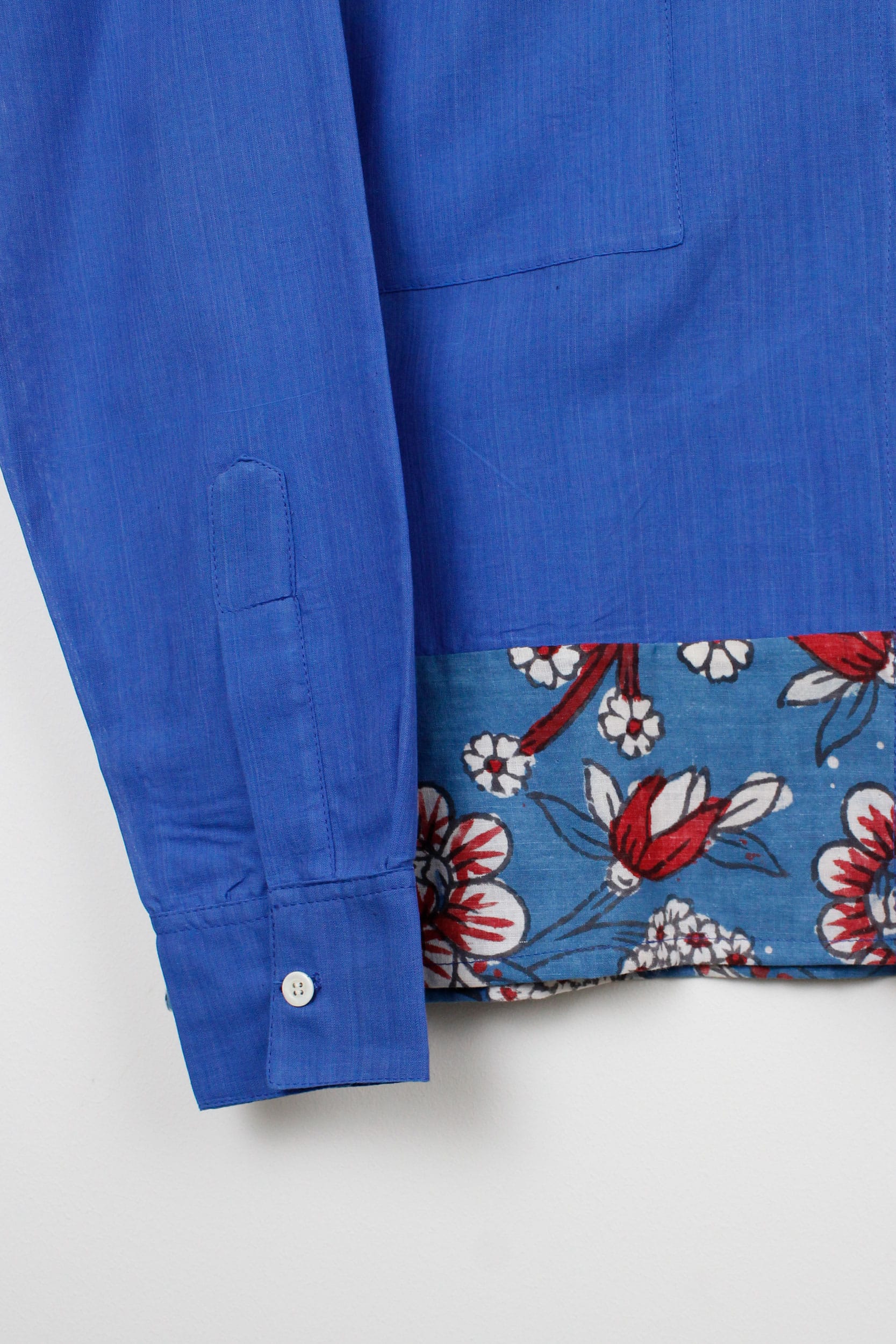 Blue & flowers patchwork shirt