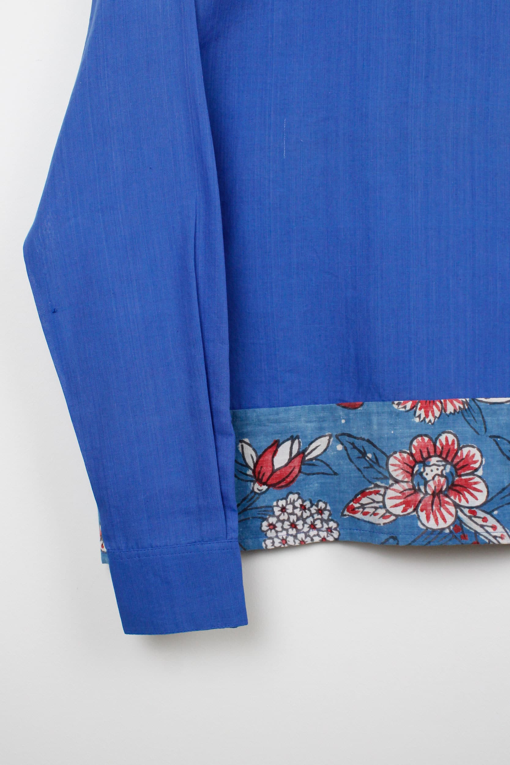 Blue & flowers patchwork shirt