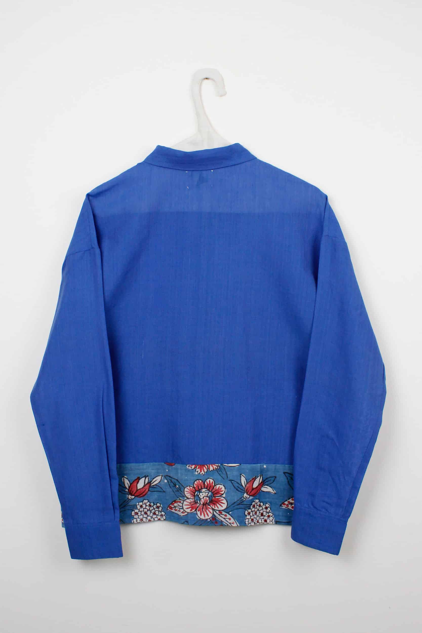 Blue & flowers patchwork shirt