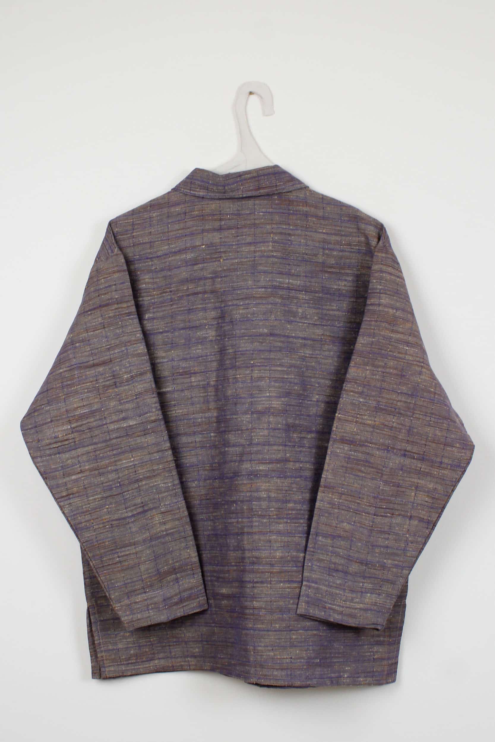 Purple striped long silk shirt