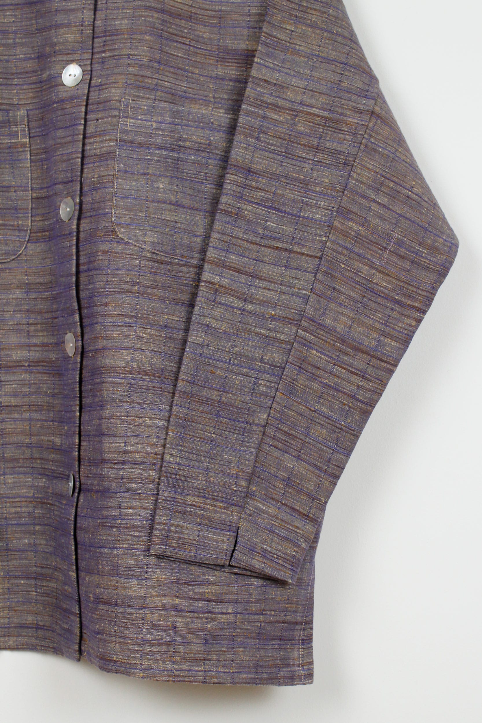 Purple striped long silk shirt