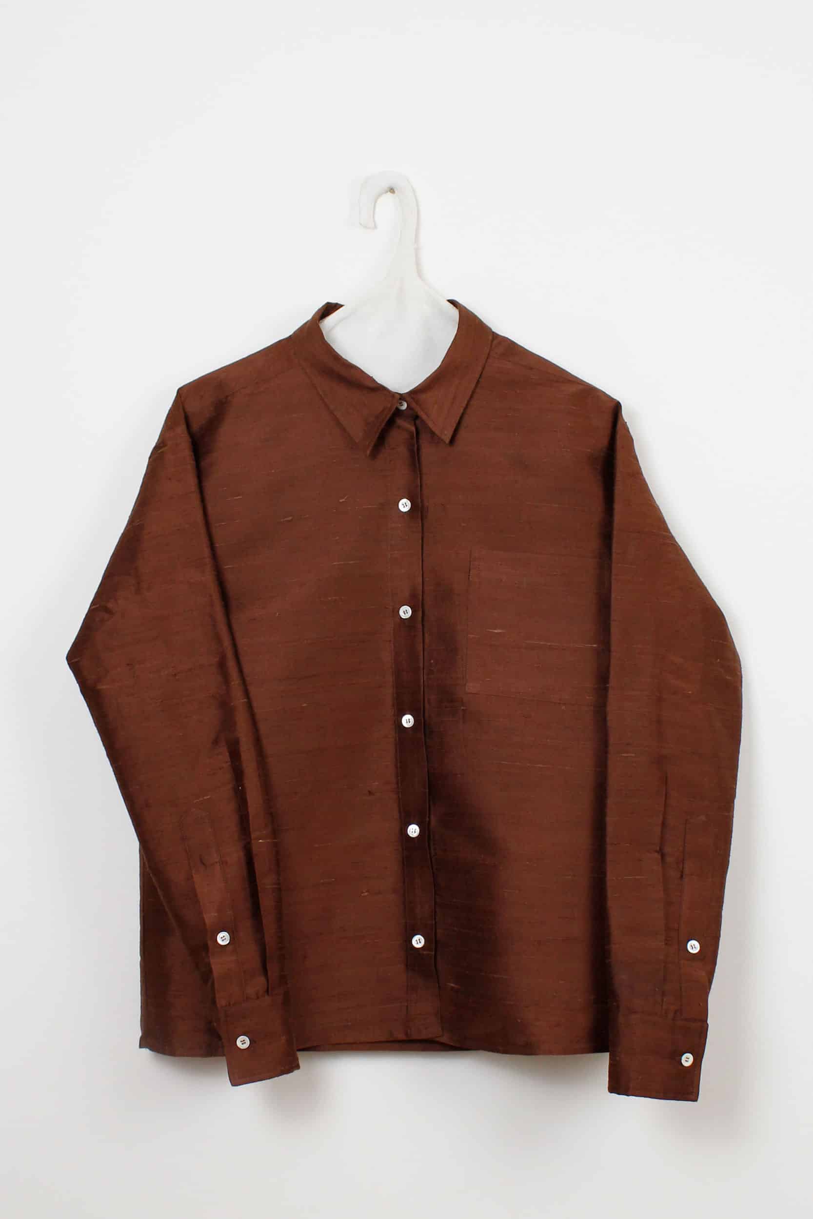 Brown Indian wild silk shirt