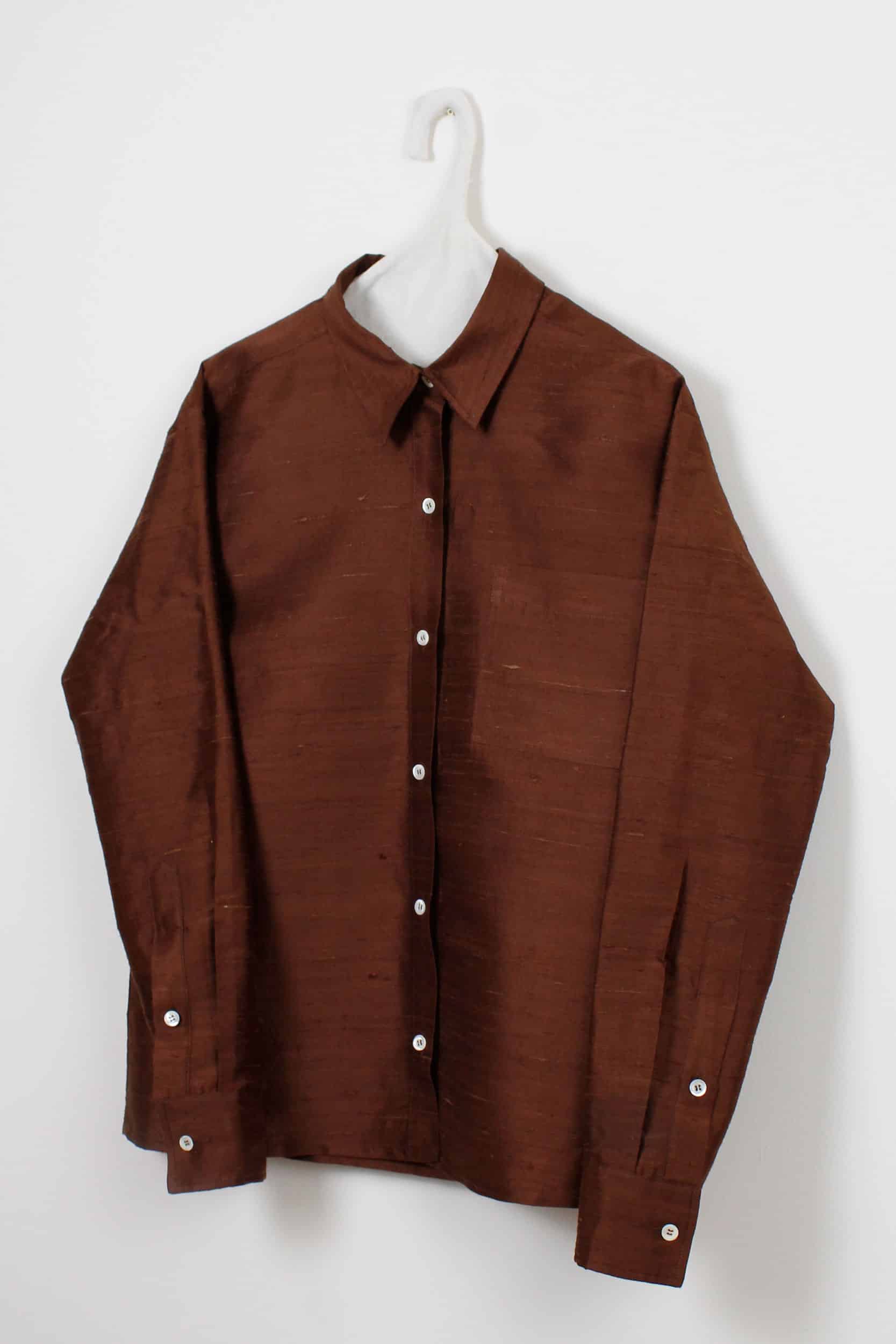 Brown Indian wild silk shirt