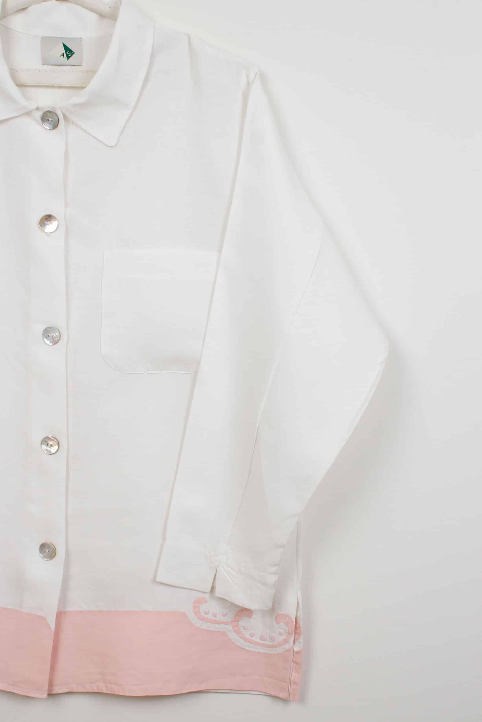 Pink hemstitch long shirt (Large size)