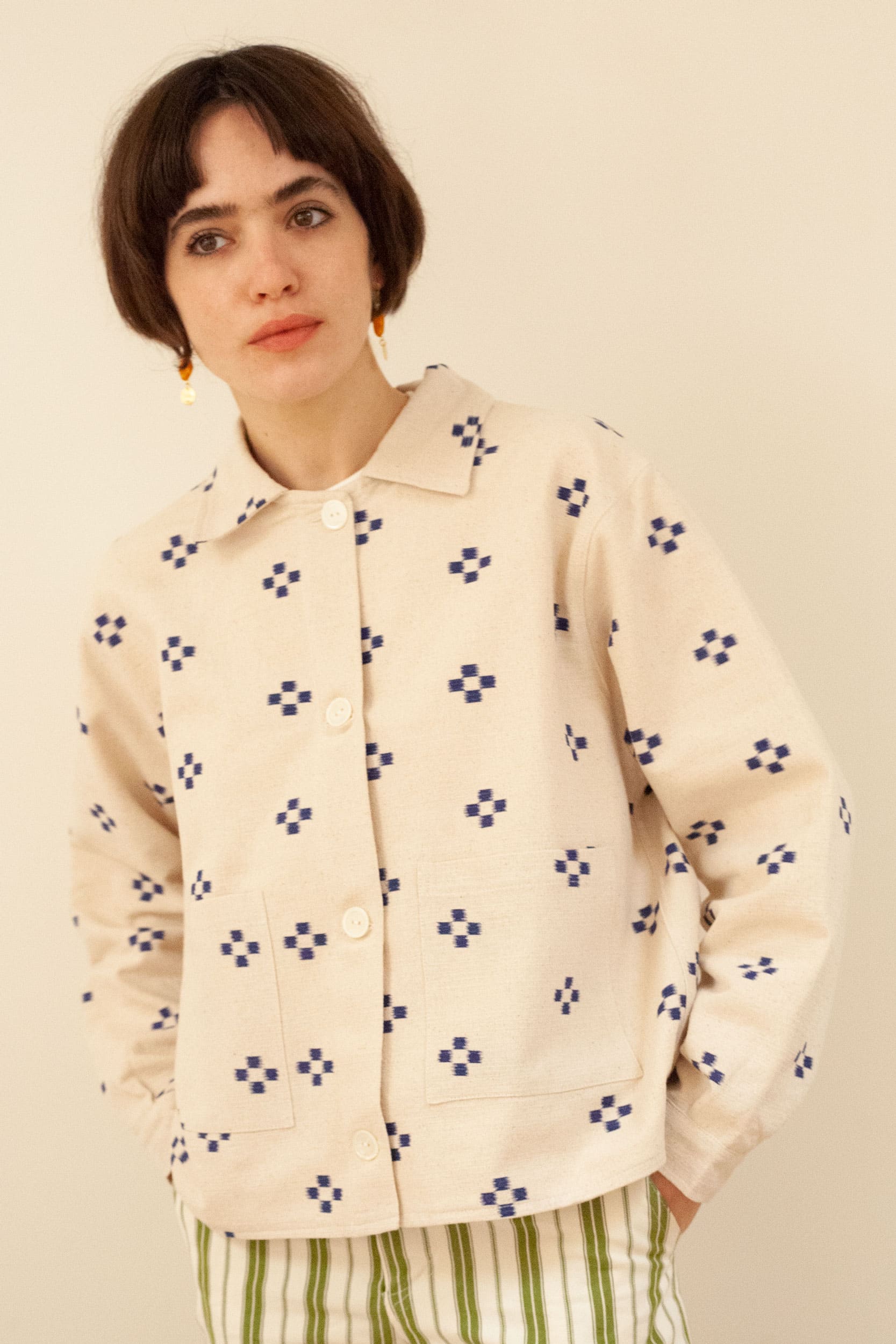 Blue flowers jacket (Large size)