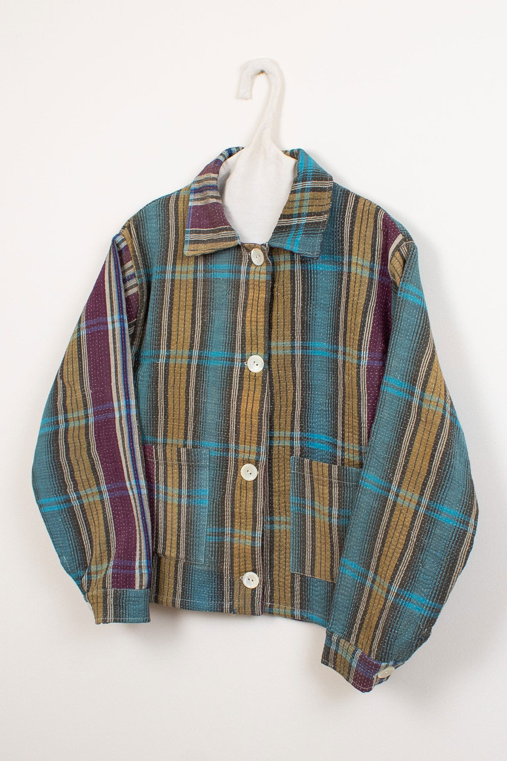 Green & blue patchwork jacket