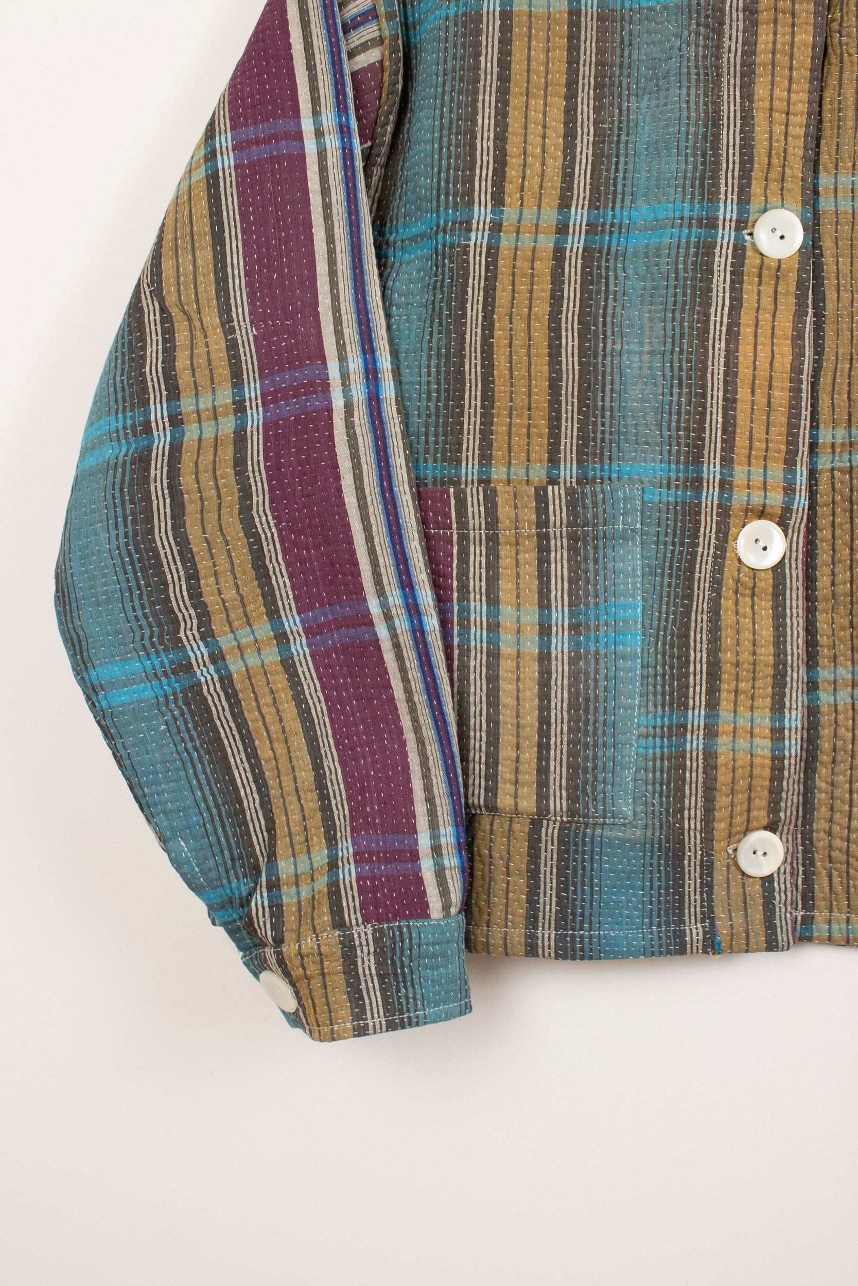 Green & blue patchwork jacket