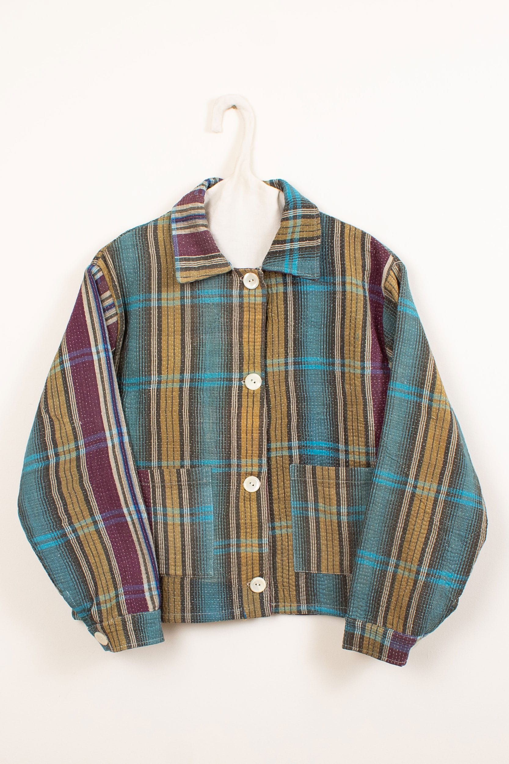 Green & blue patchwork jacket