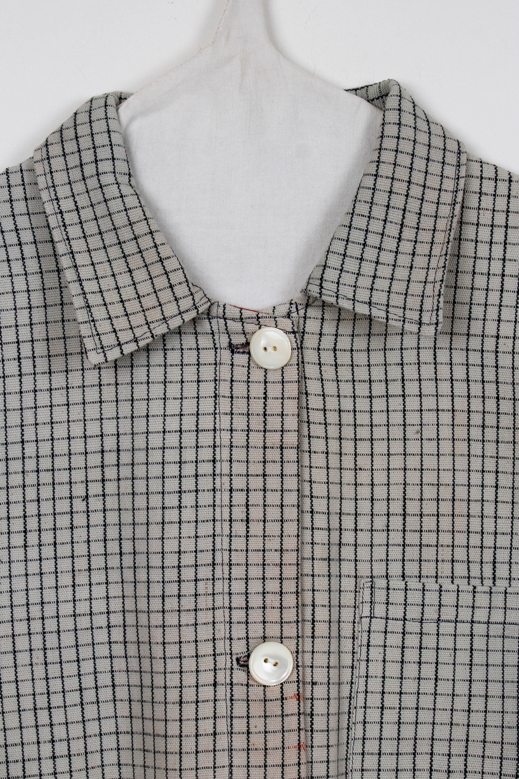 Grey & red plaid long jacket