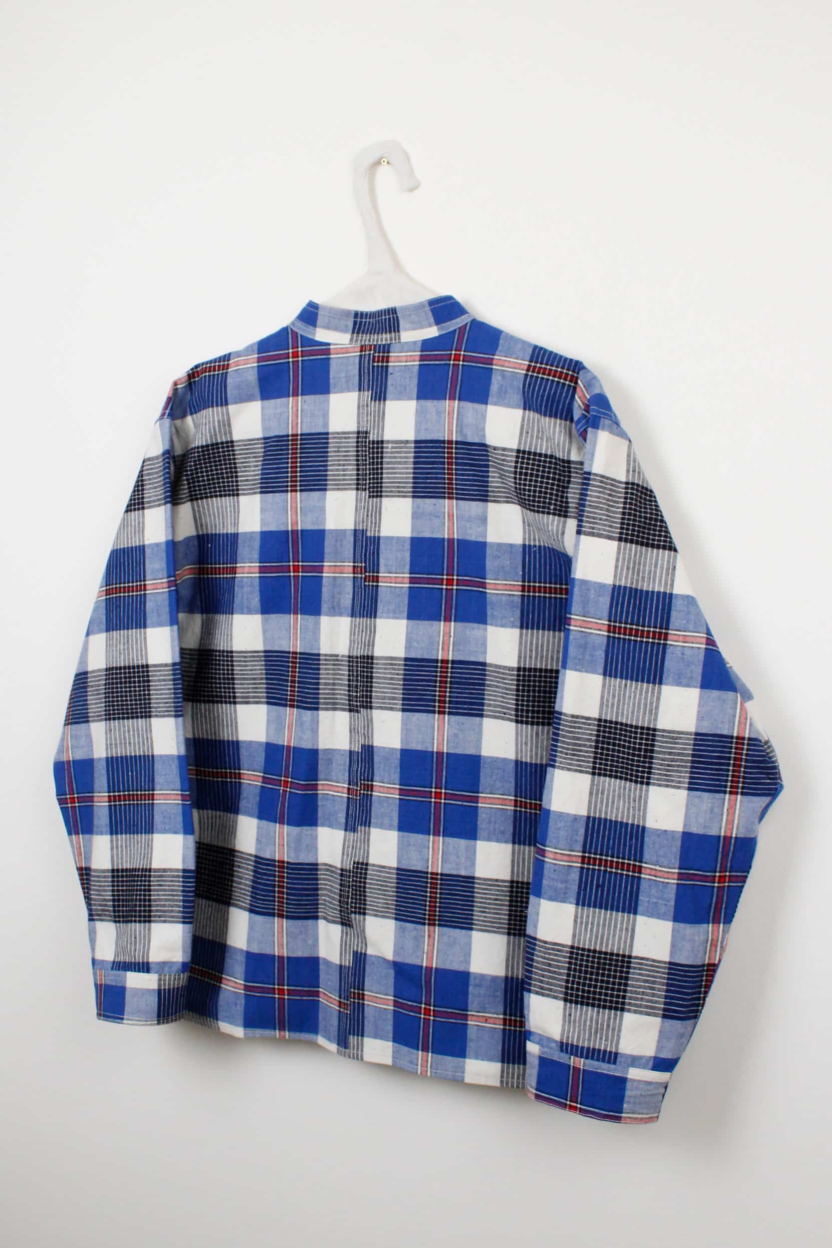 Blue checked mao collar jacket