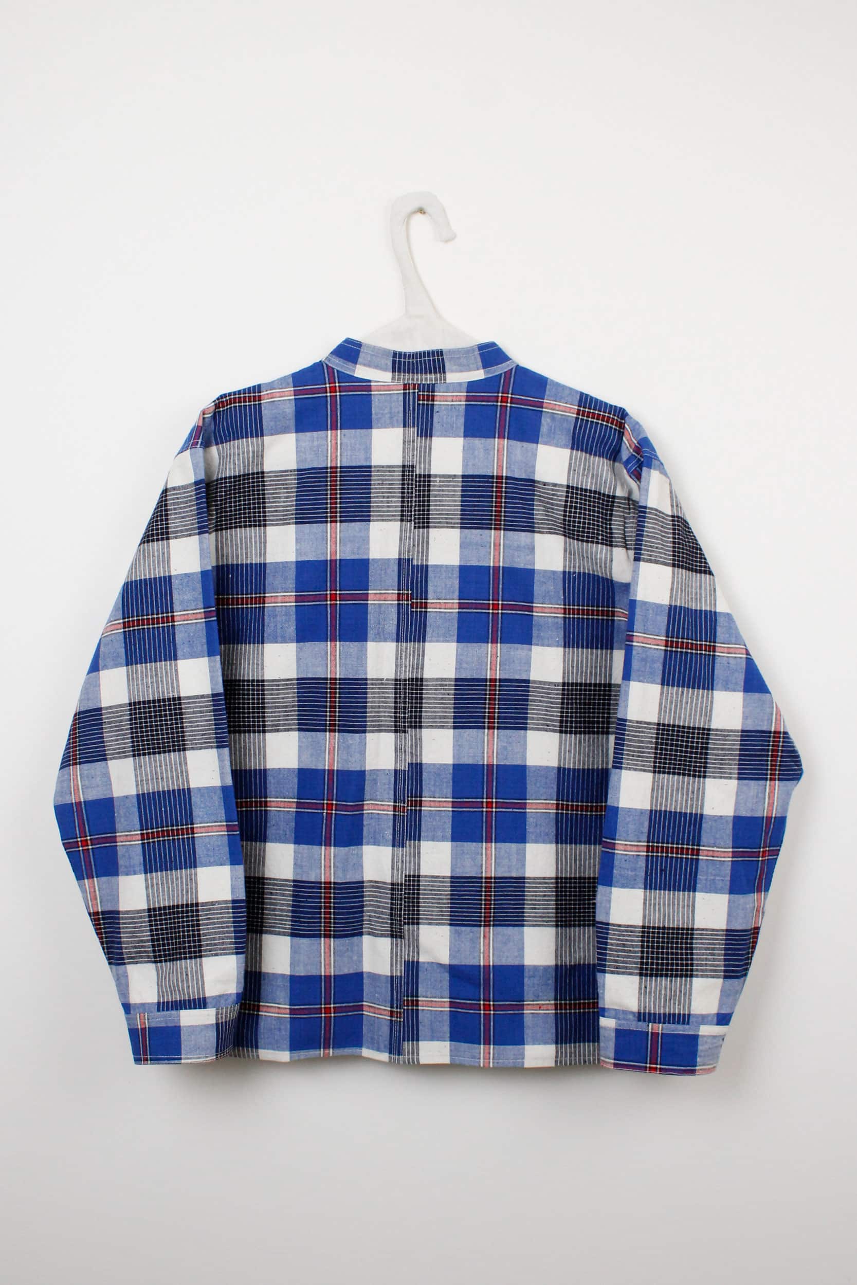 Blue checked mao collar jacket
