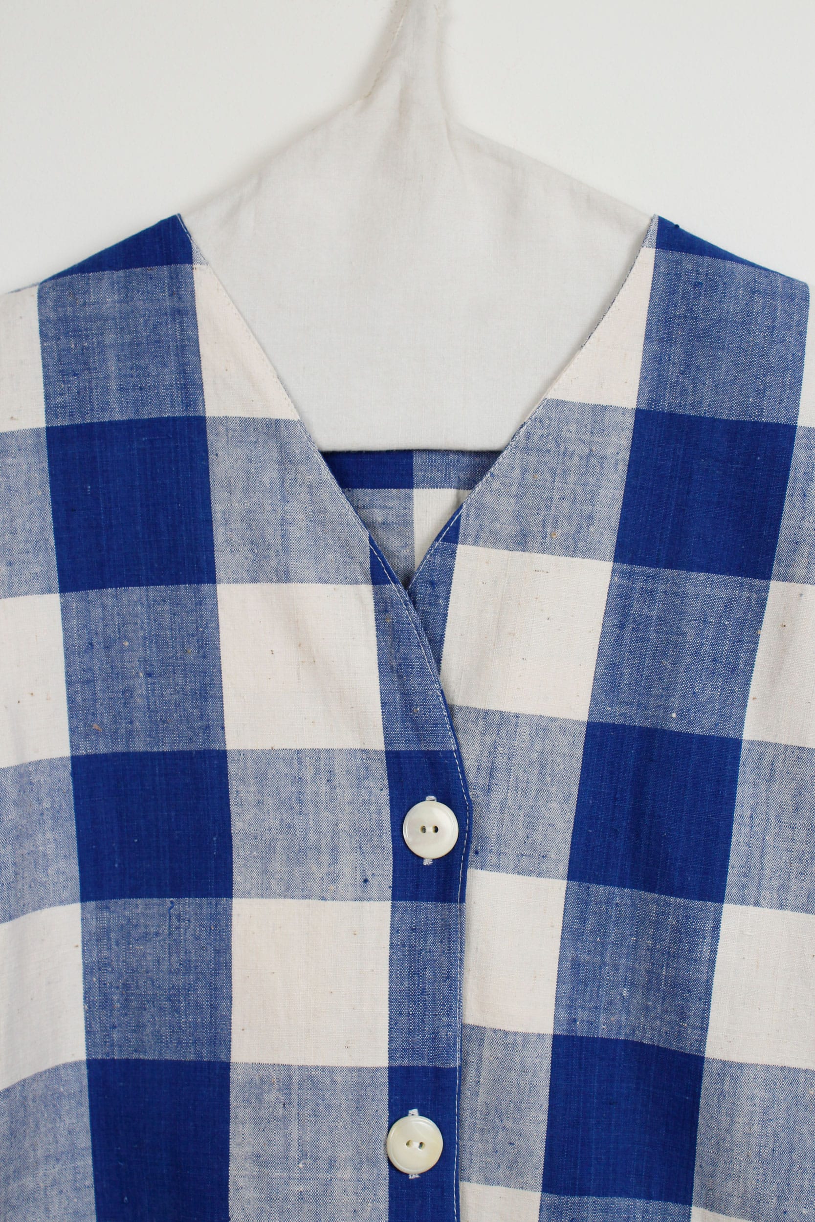 Blue checkered long vest