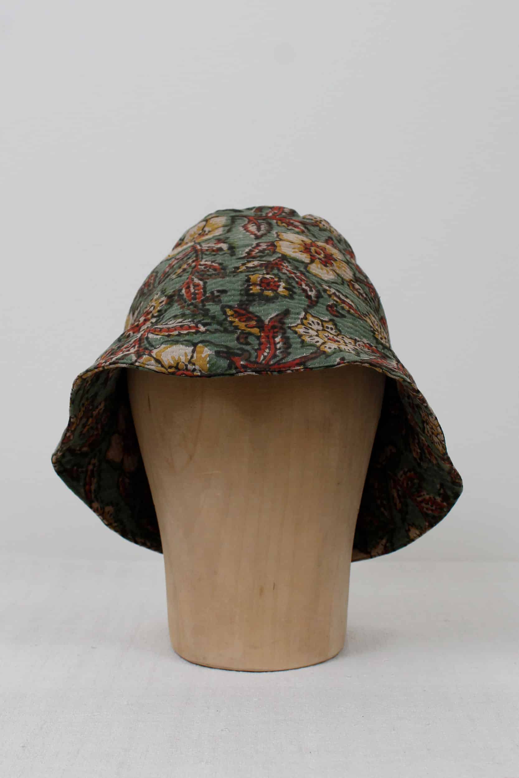 Green & yellow flowers hat