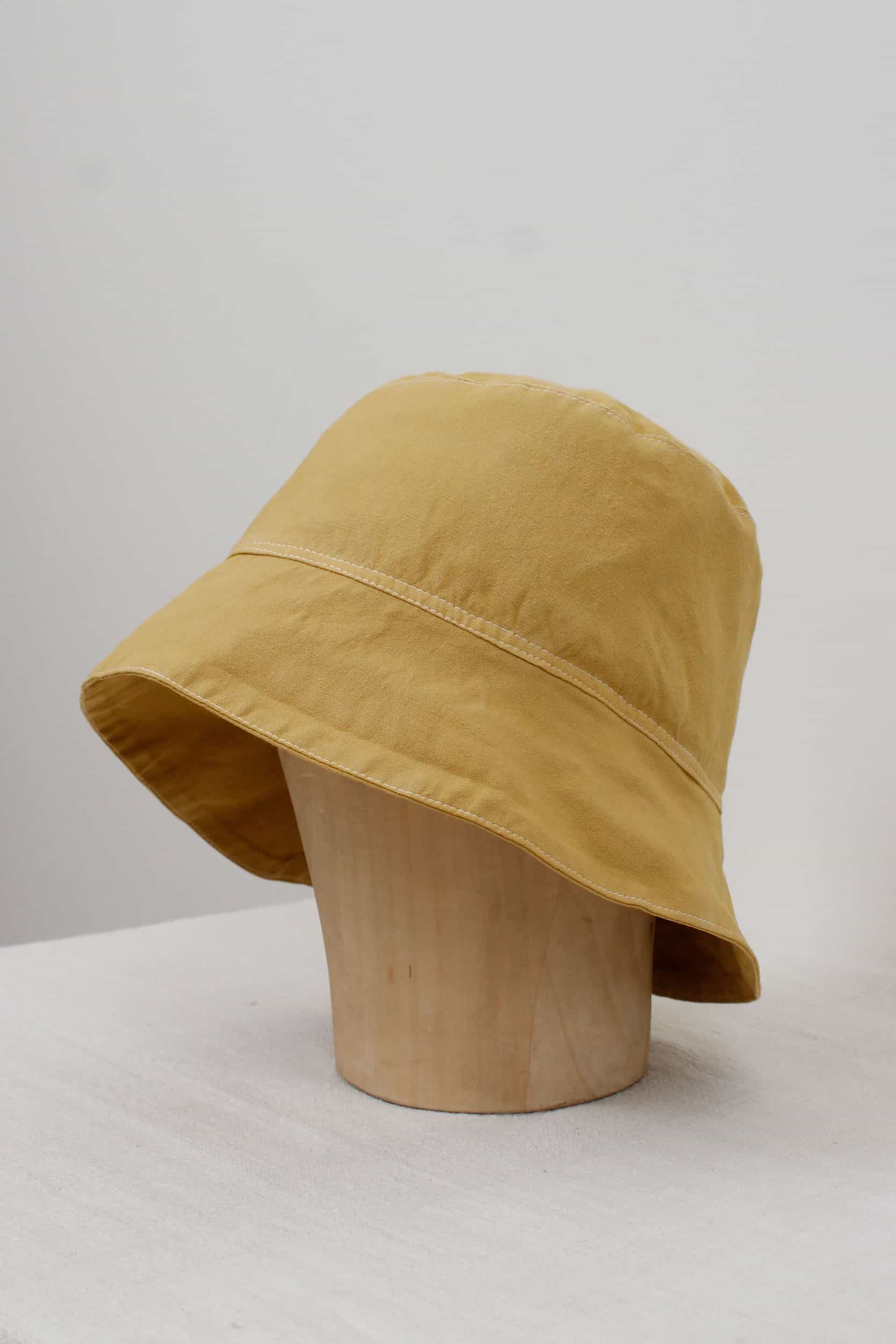 Yellow dyed wide-brimmed hat