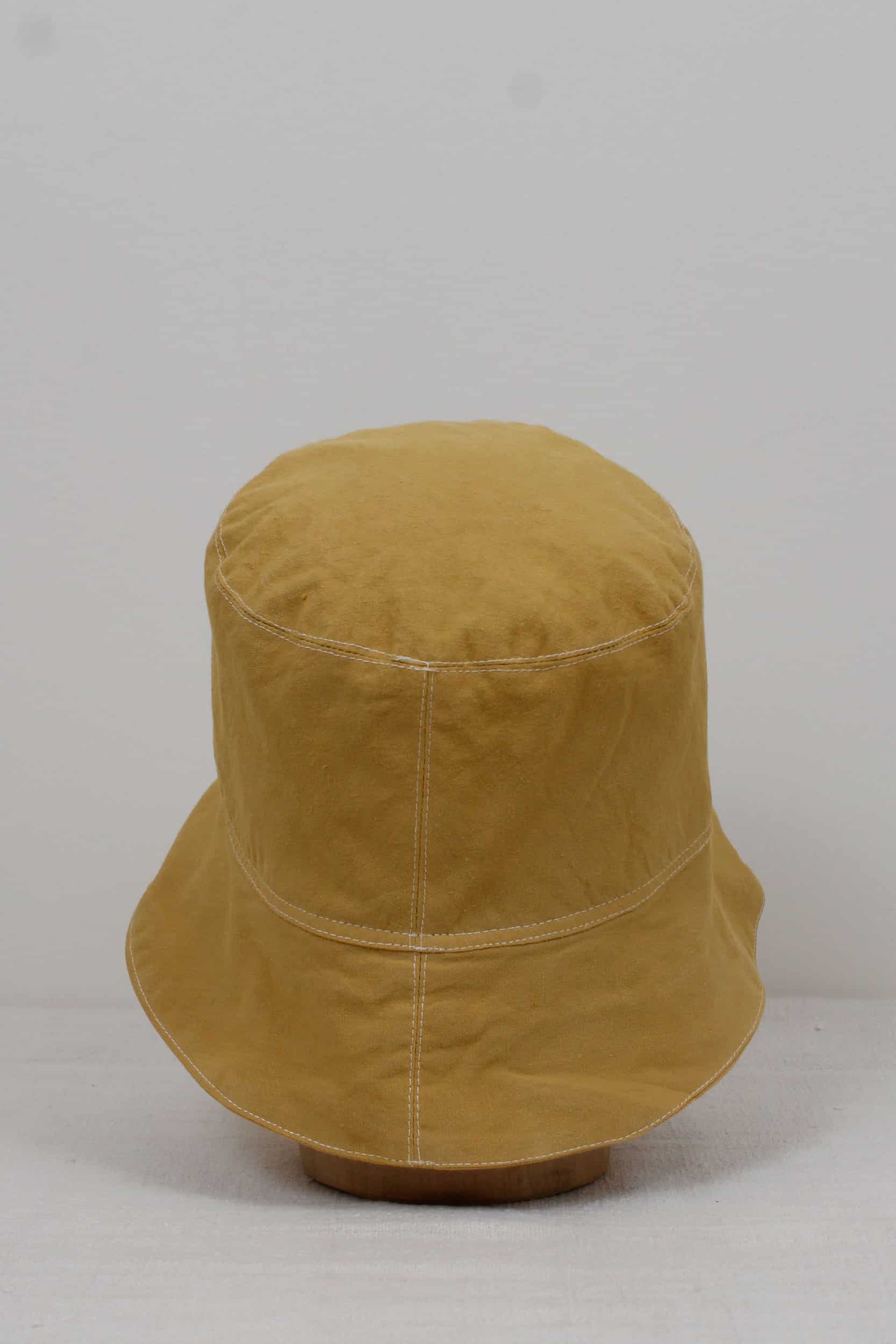 Yellow dyed wide-brimmed hat