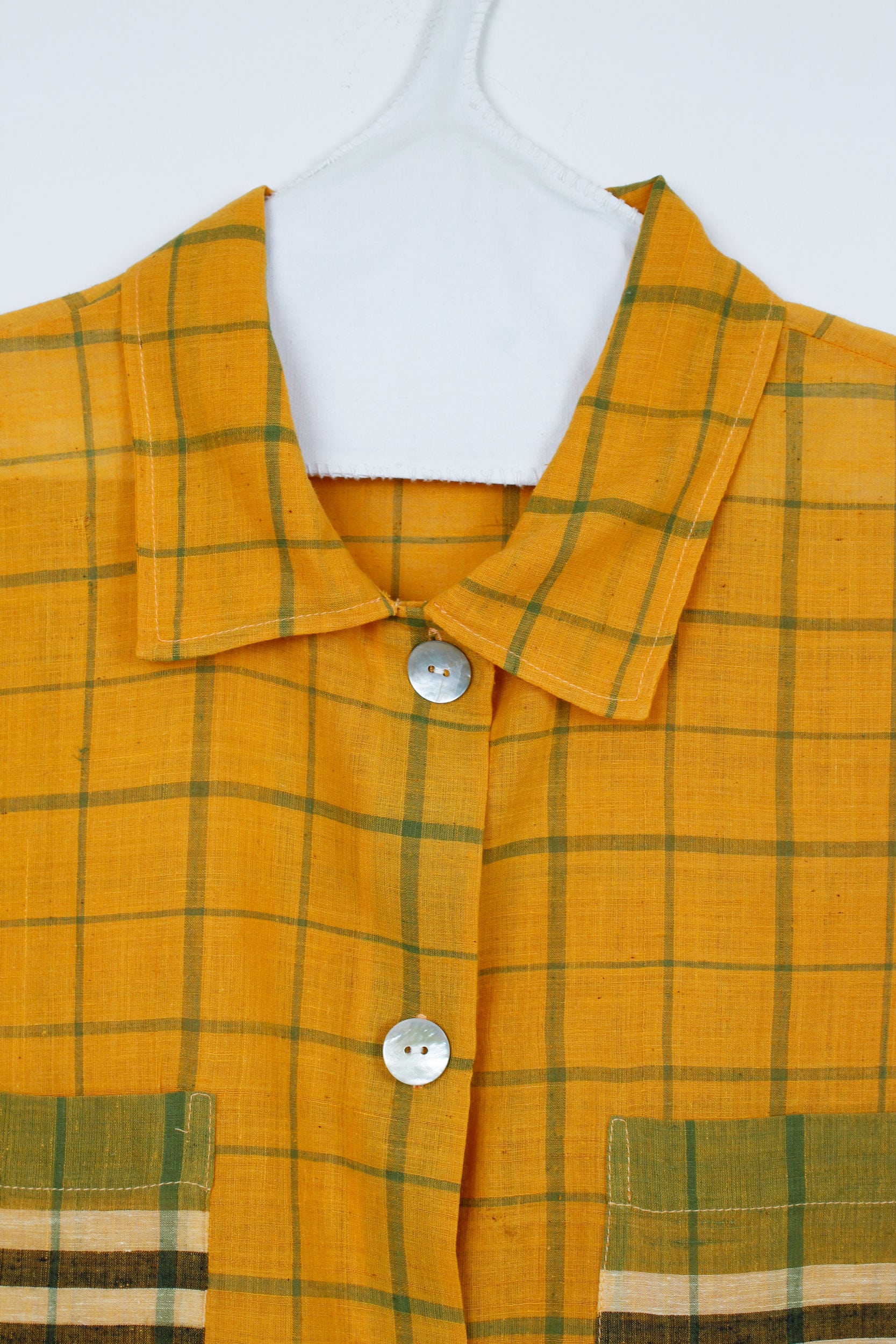 Yellow checked khadi shirt