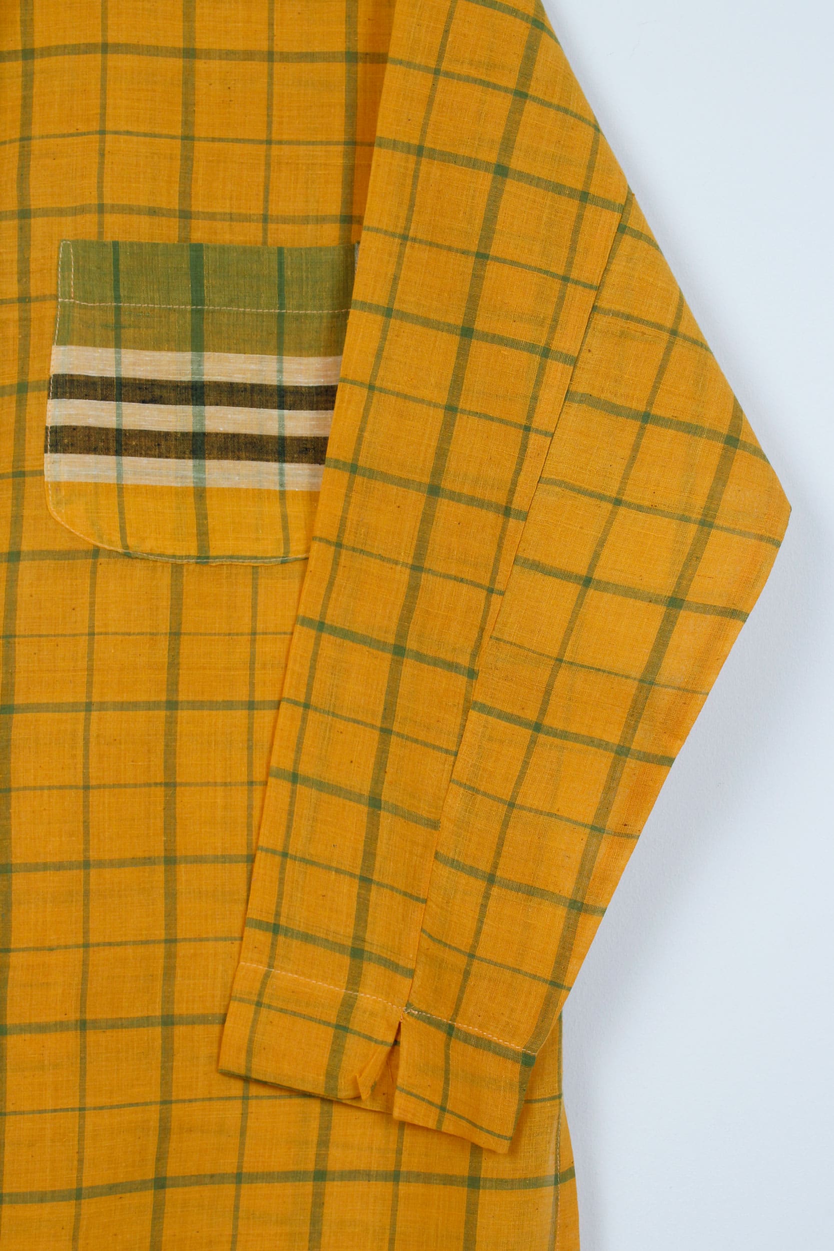 Yellow checked khadi shirt