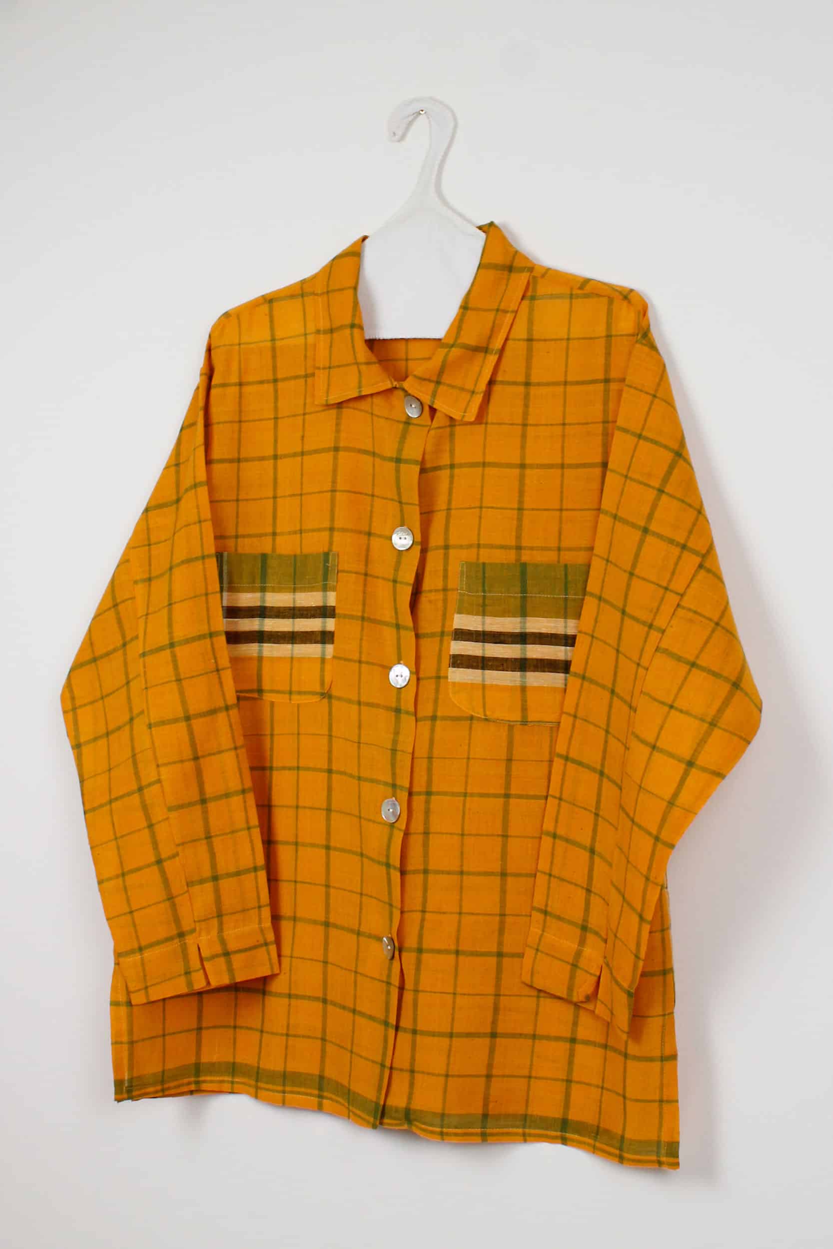 Yellow checked khadi shirt