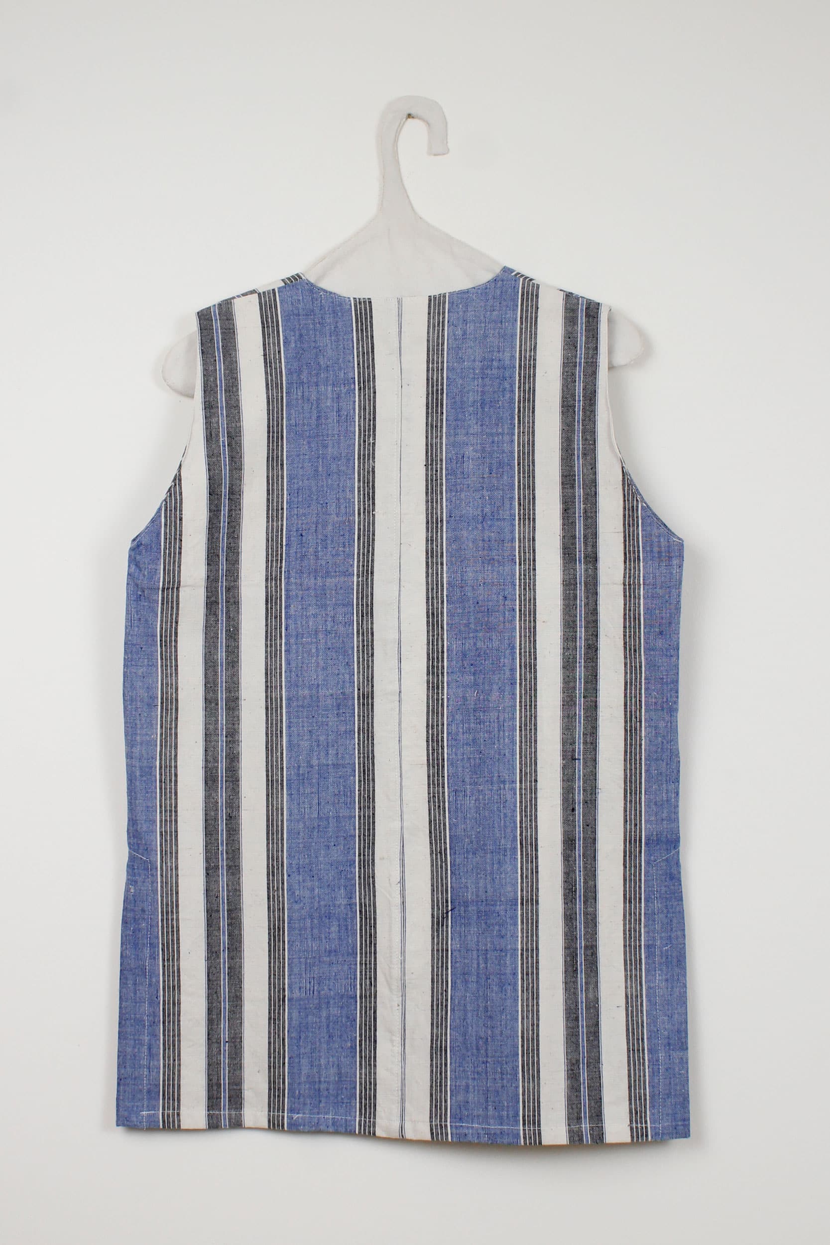 Blue & black stripes long vest