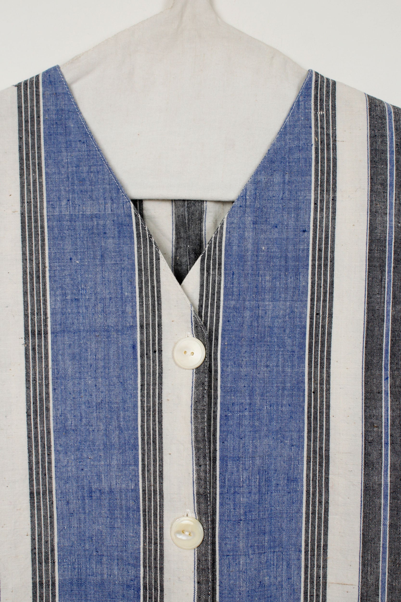 Blue & black stripes long vest