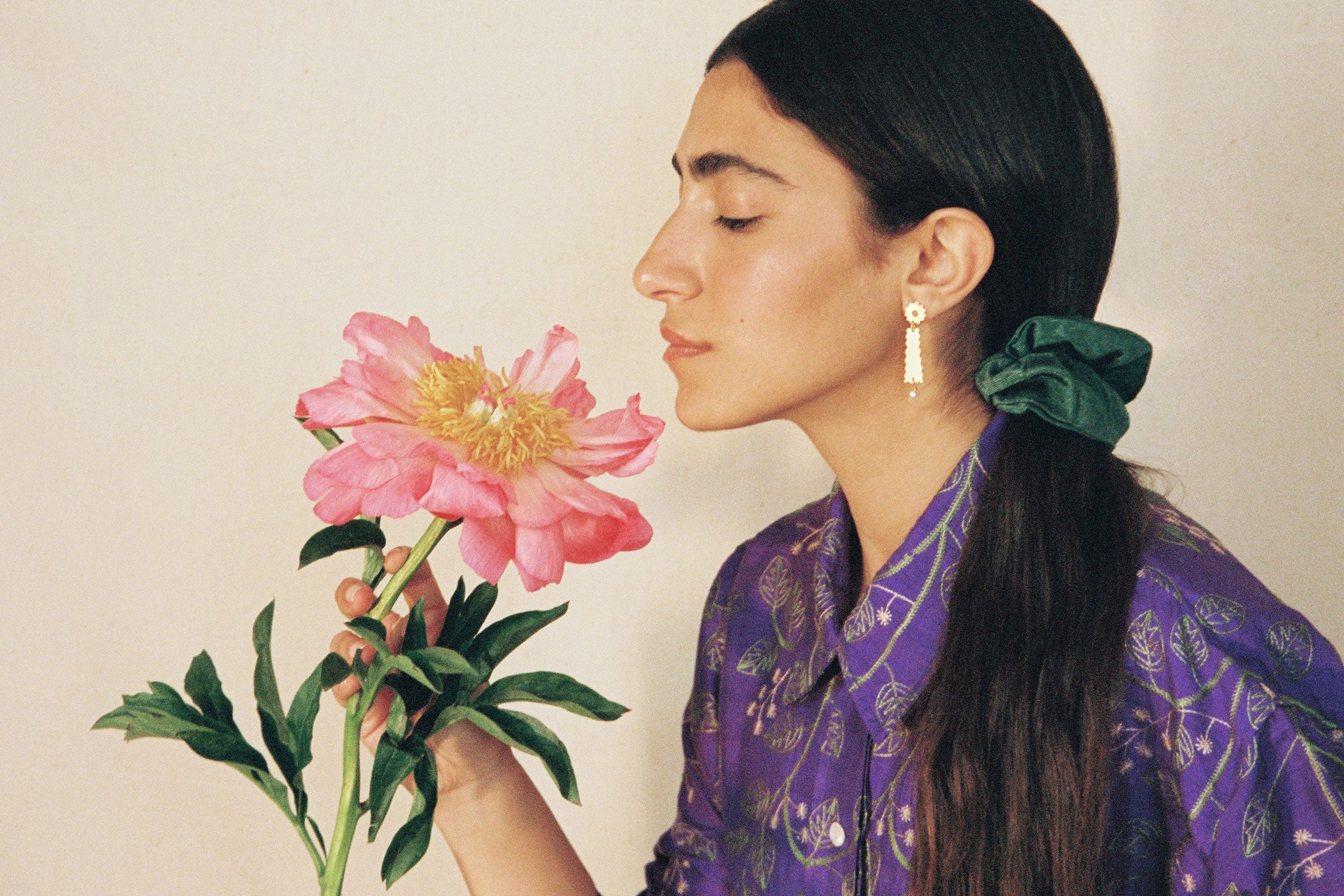 Green silk scrunchie