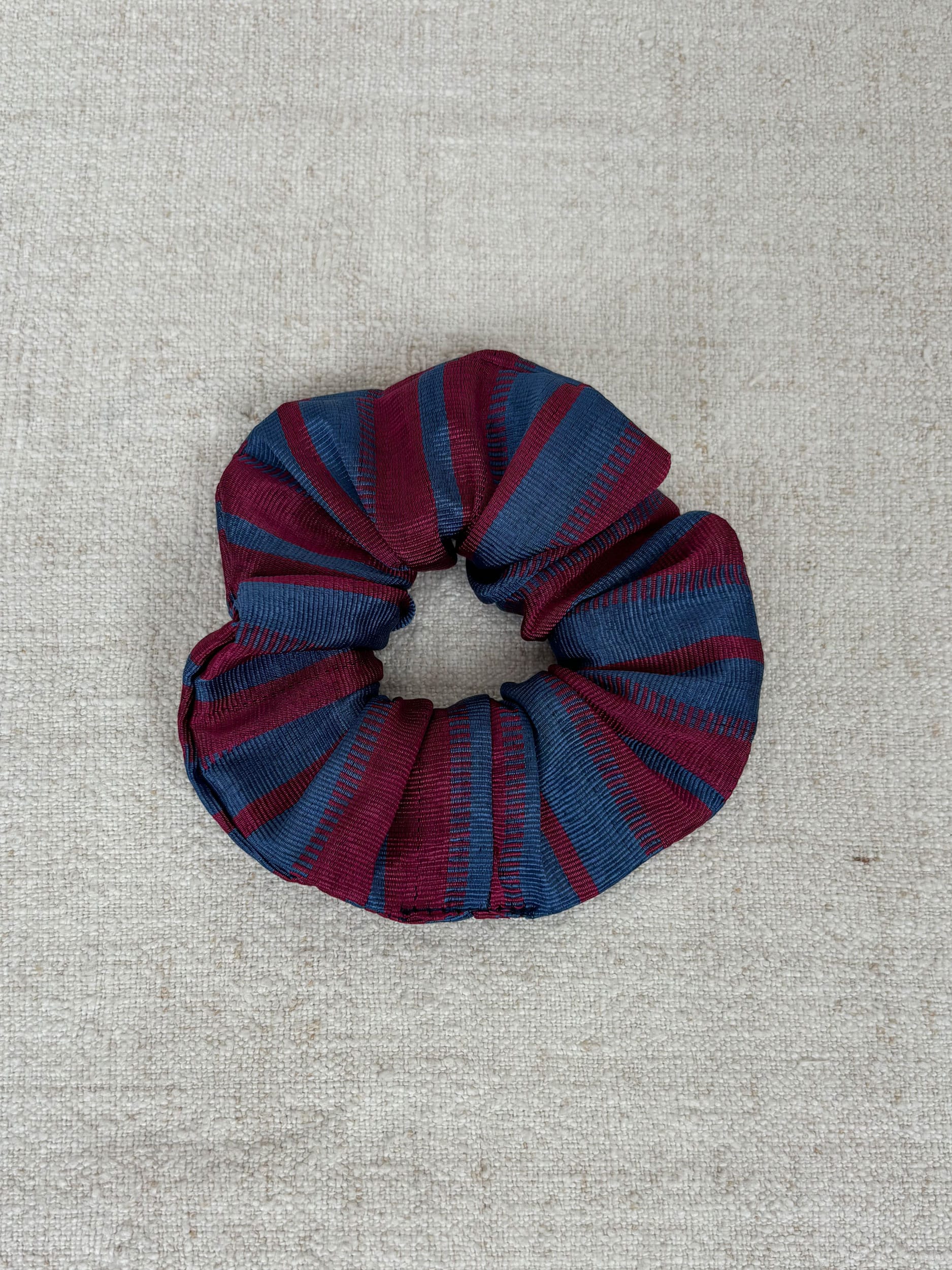 Red & blue silk scrunchie