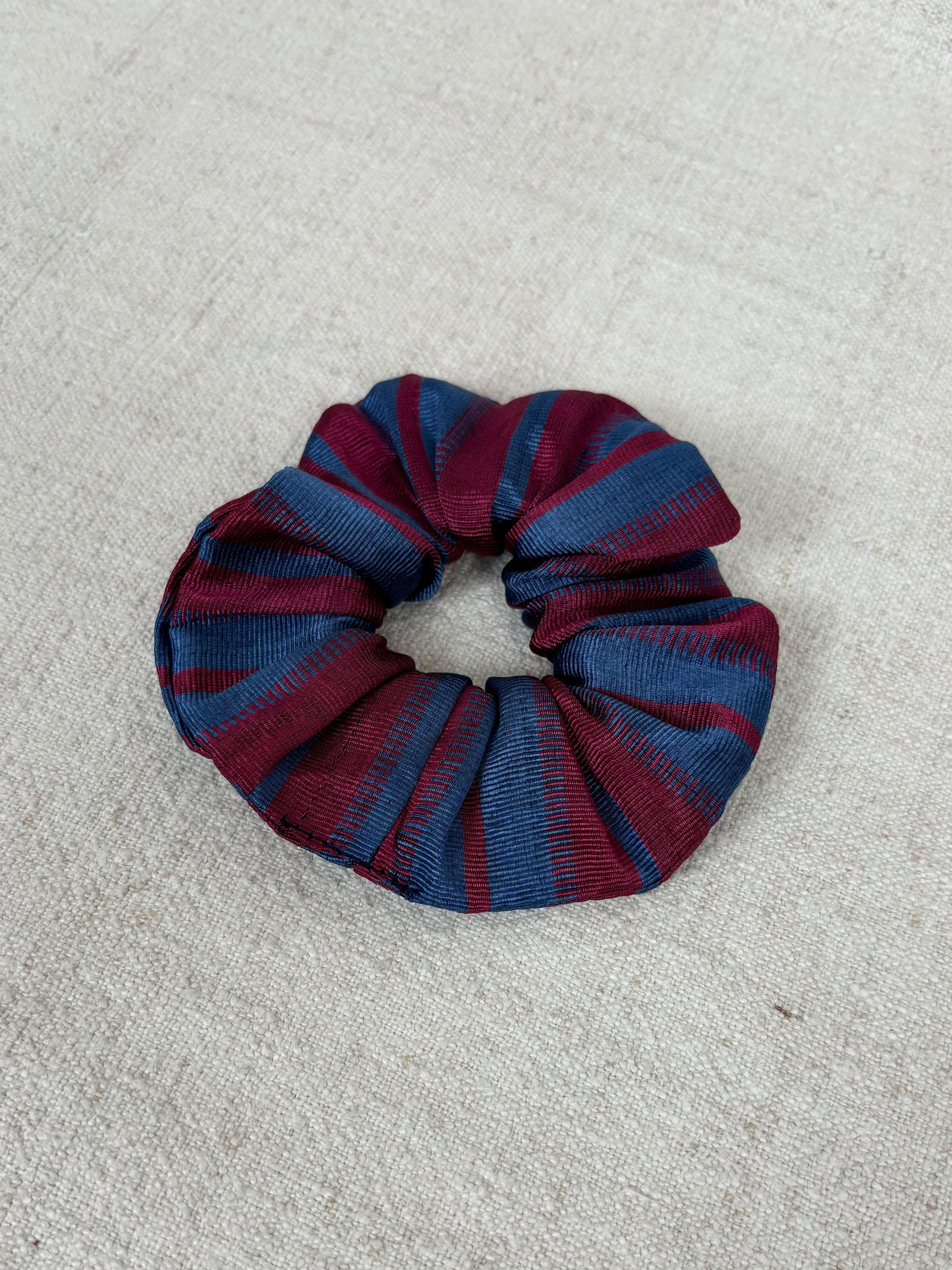 Red & blue silk scrunchie