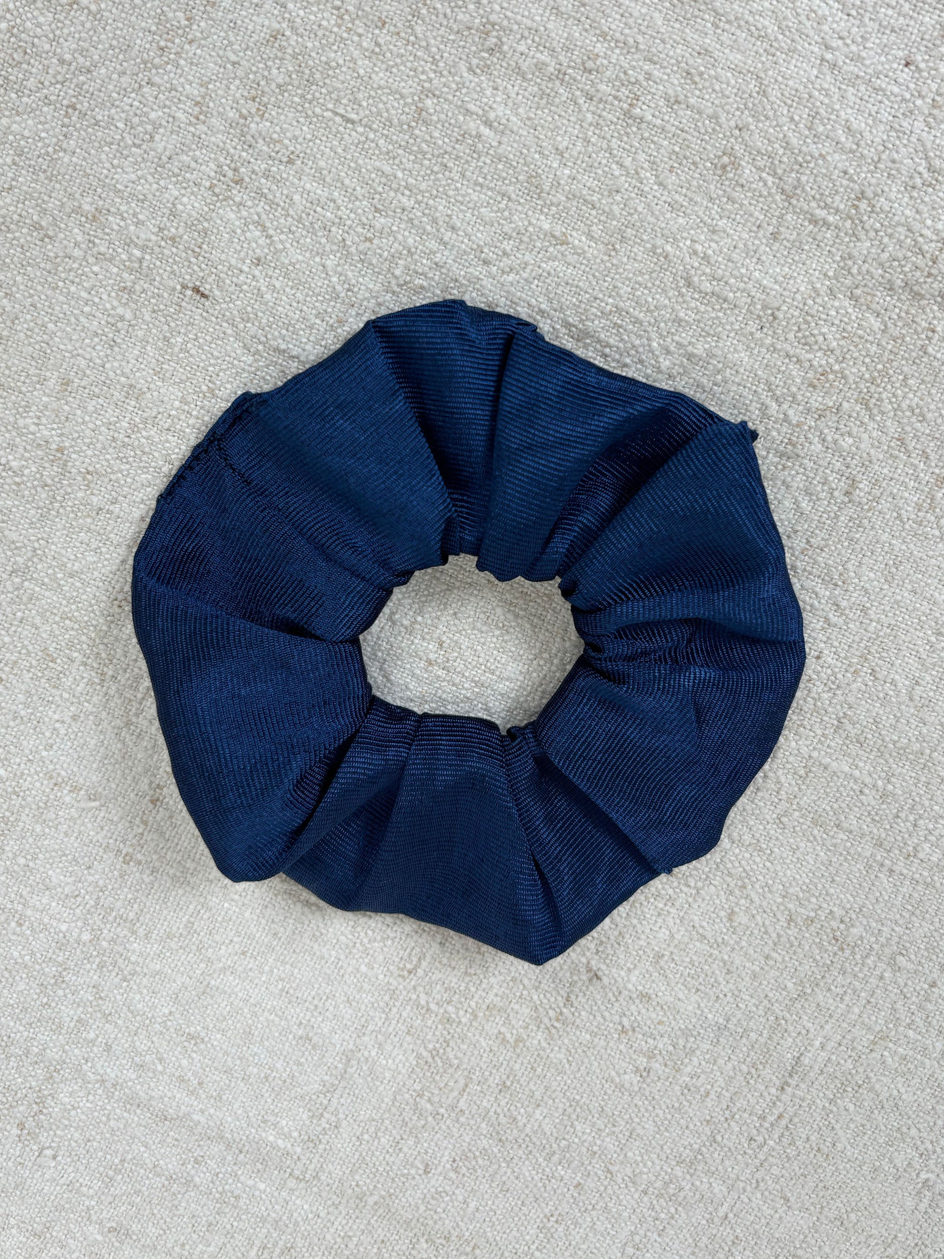 Navy blue silk scrunchie