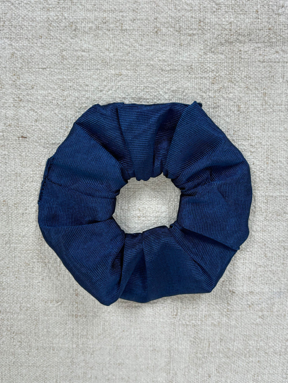 Navy blue silk scrunchie