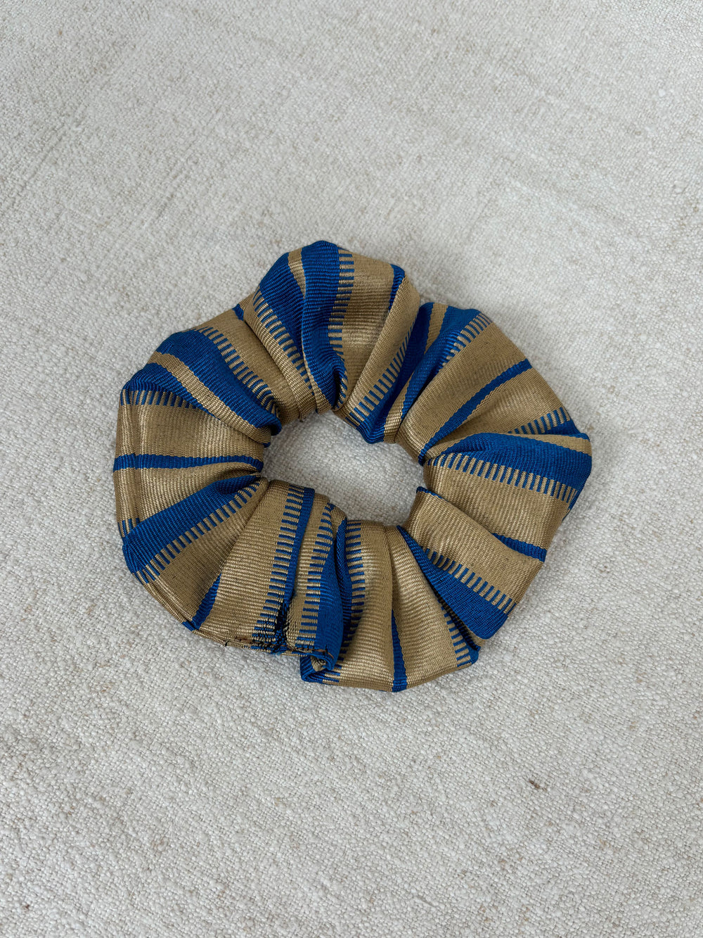 Blue & gold silk scrunchie