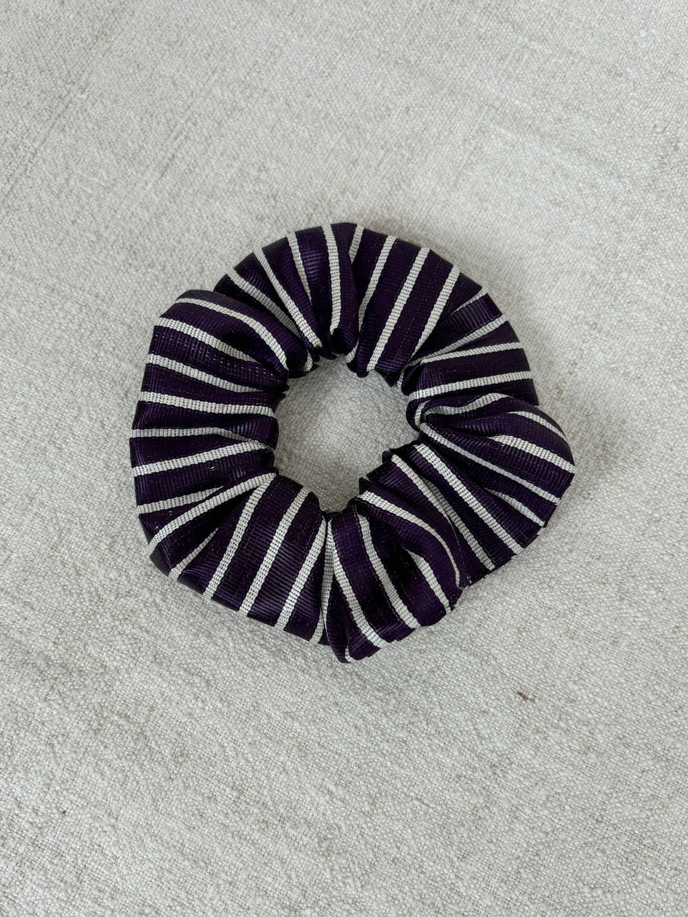 Purple & white silk scrunchie