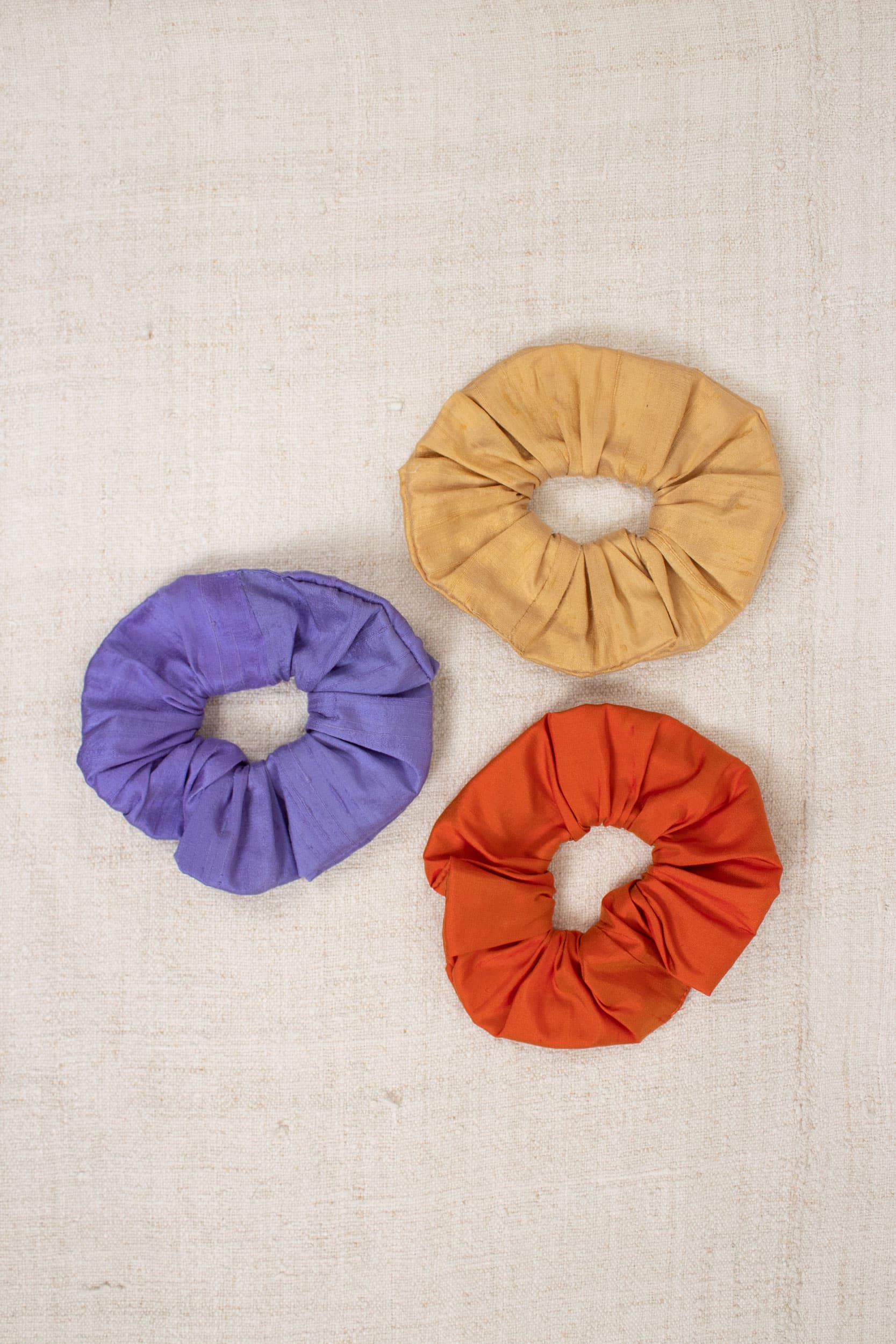 Yellow wild silk scrunchie