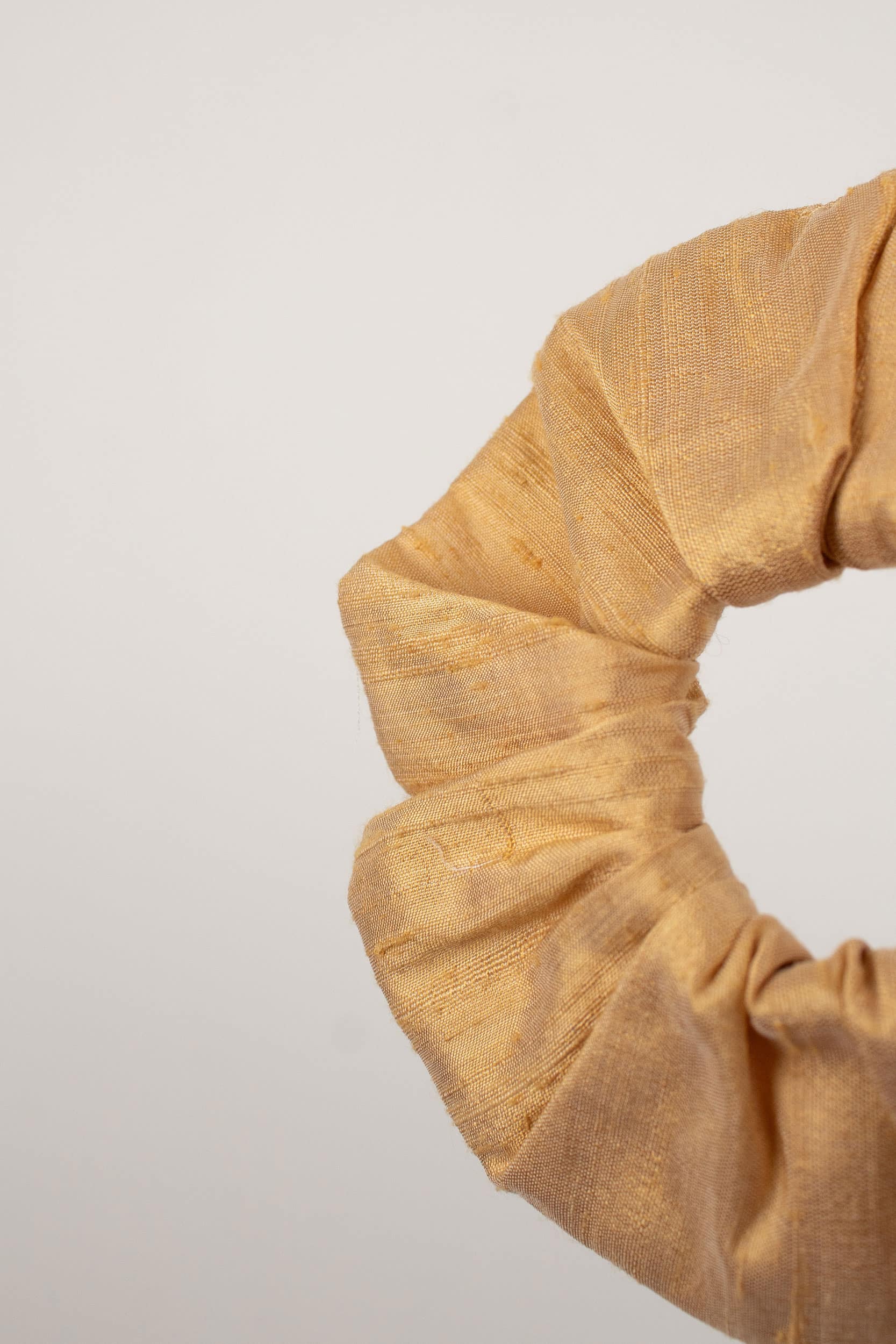 Yellow wild silk scrunchie