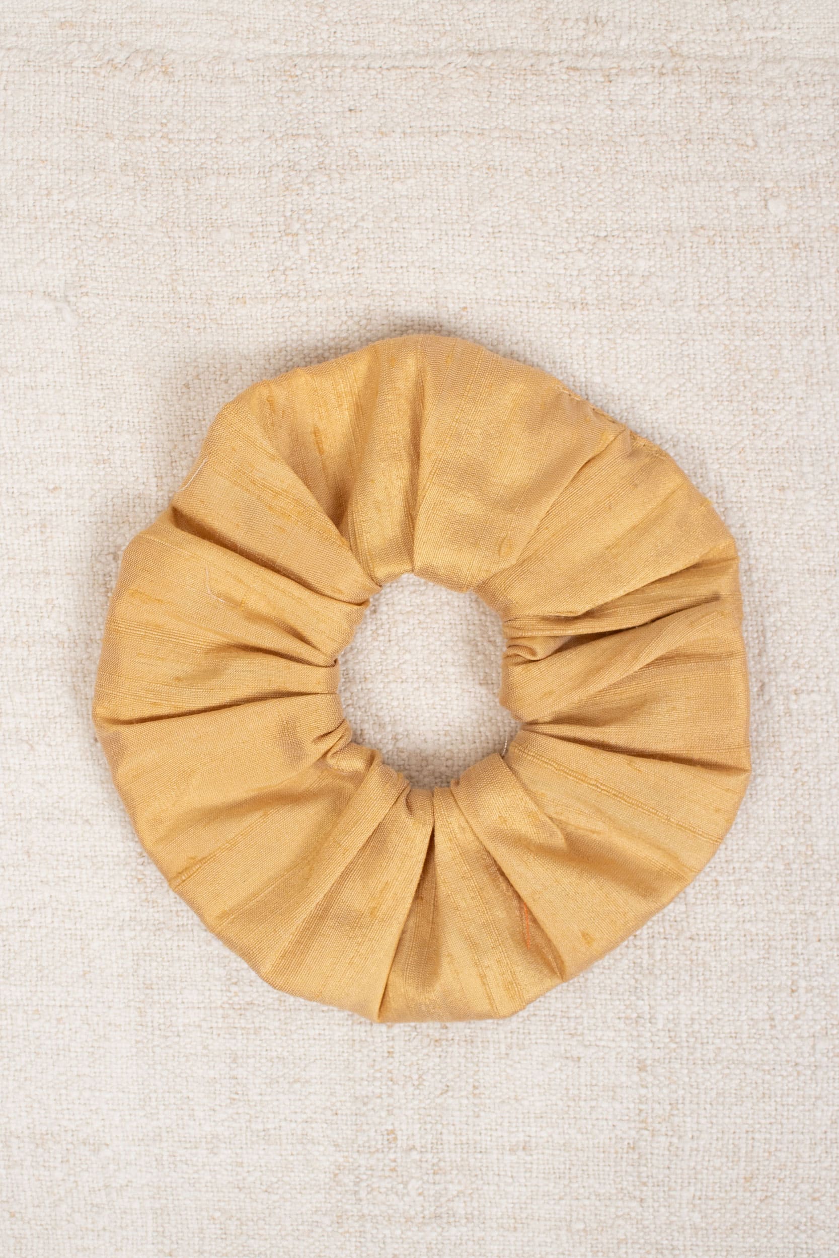 Yellow wild silk scrunchie
