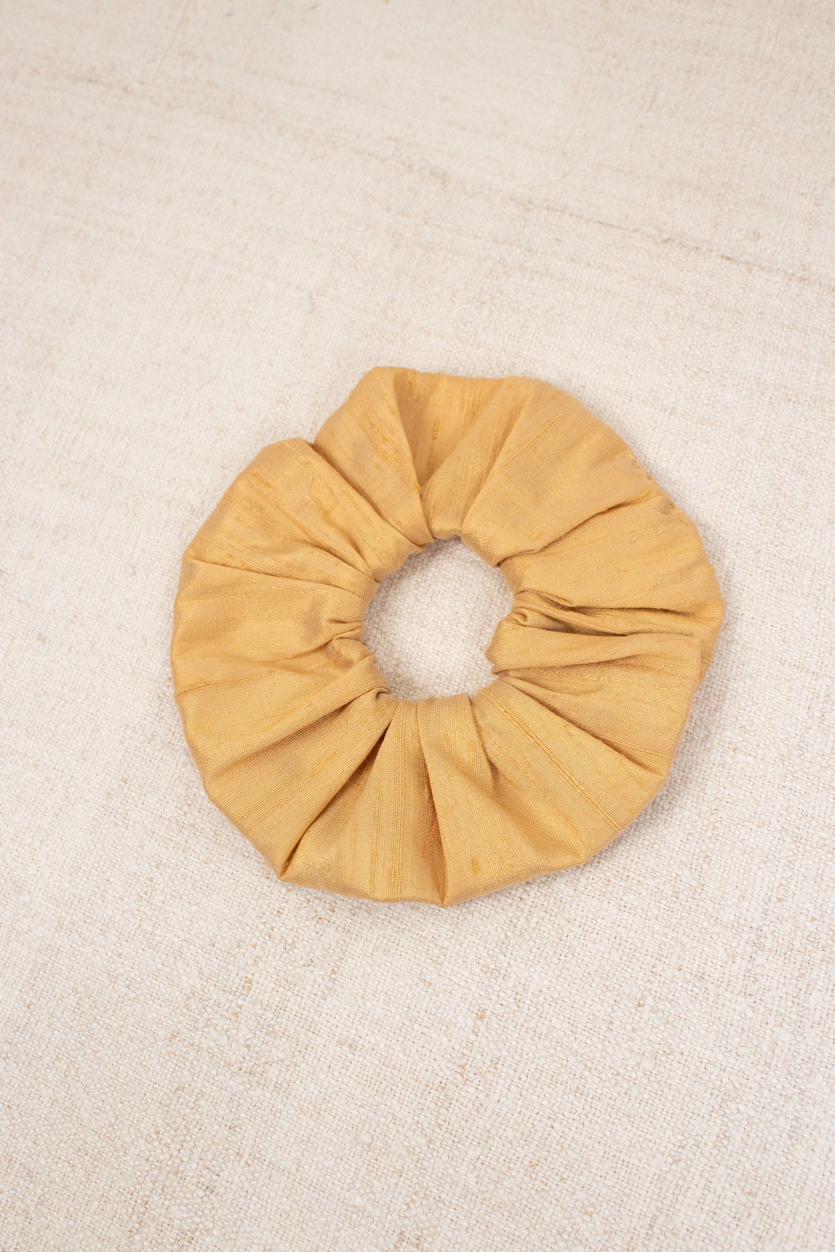 Yellow wild silk scrunchie