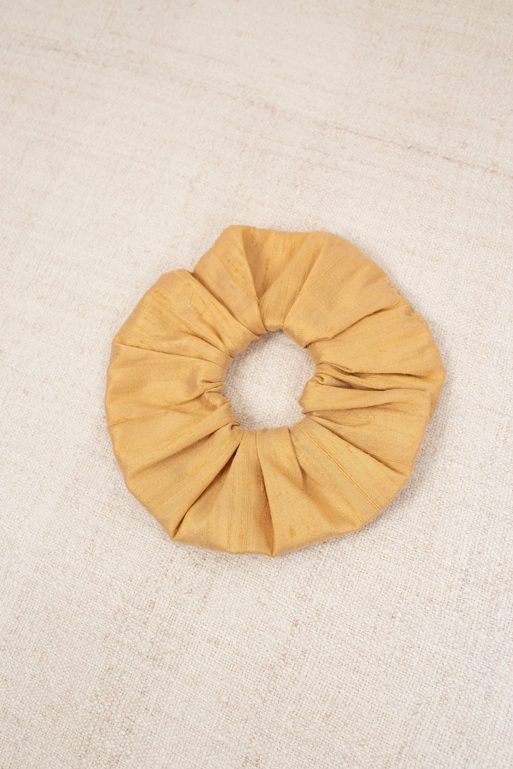 Yellow wild silk scrunchie