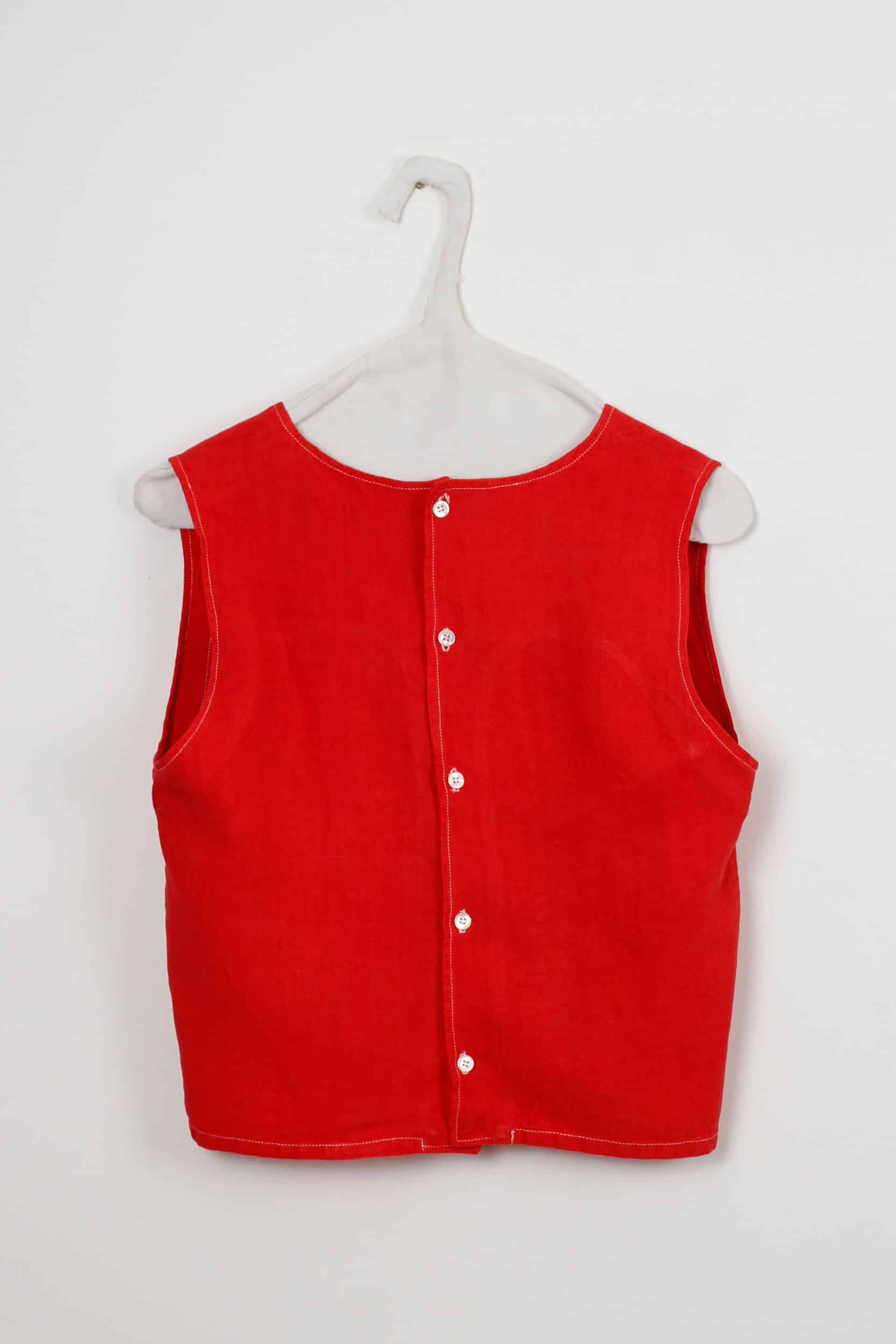 Red dyed back buttons top