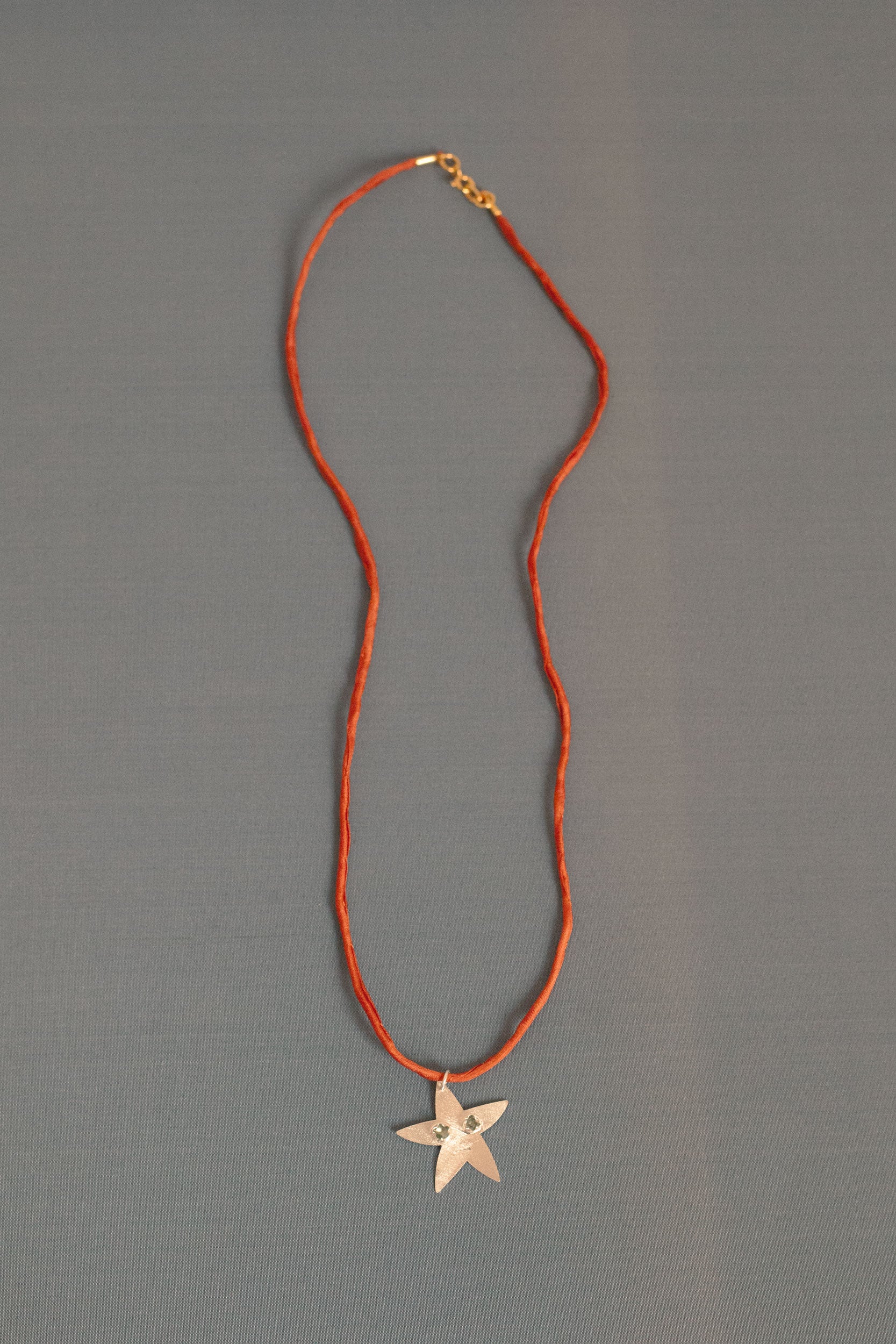 Vega silver silk necklace